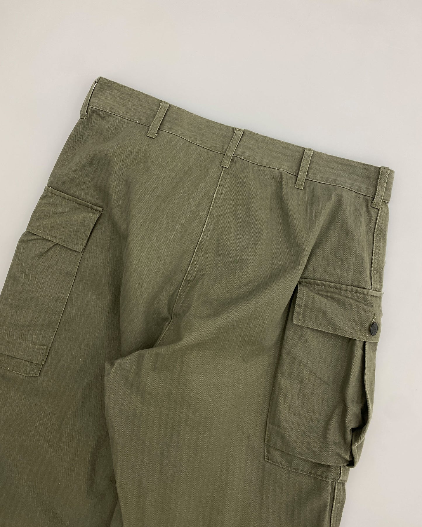 Vintage 2000s Repro WW2 US Military HBT Cargo Pants Khaki Green