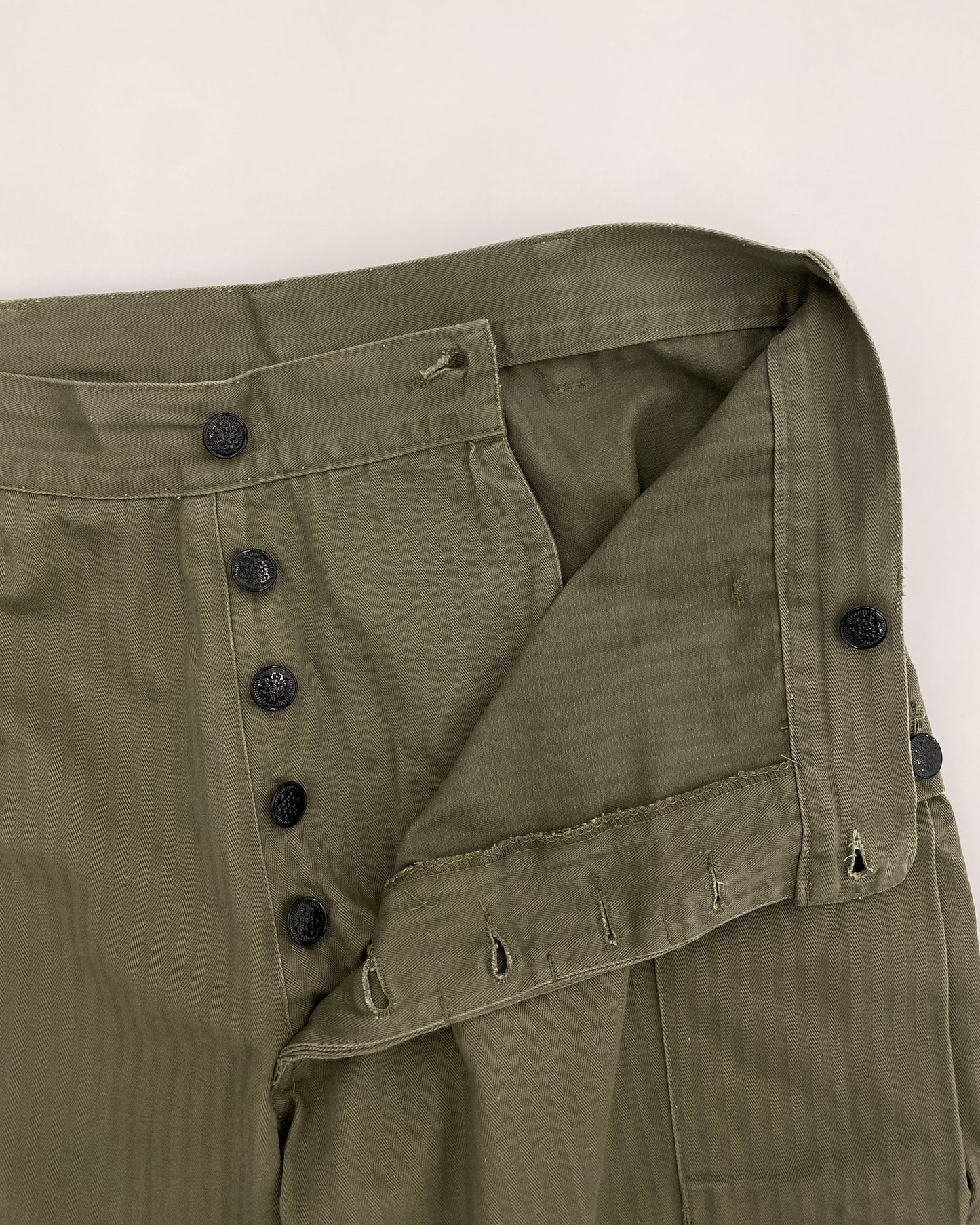 Vintage 2000s Repro WW2 US Military HBT Cargo Pants Khaki Green