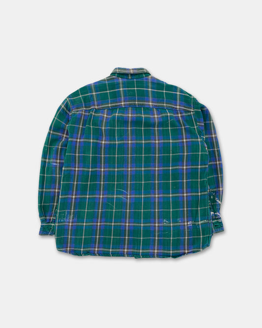 Vintage 1980s Tartan Checkered Painter Flannel Shirt Green Blue