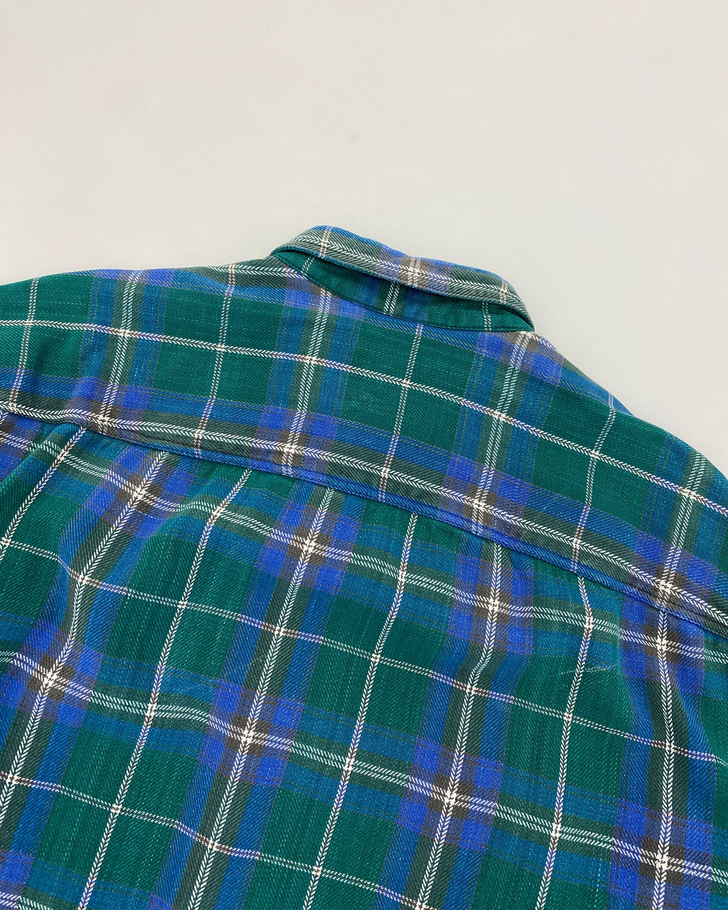 Vintage 1980s Tartan Checkered Painter Flannel Shirt Green Blue