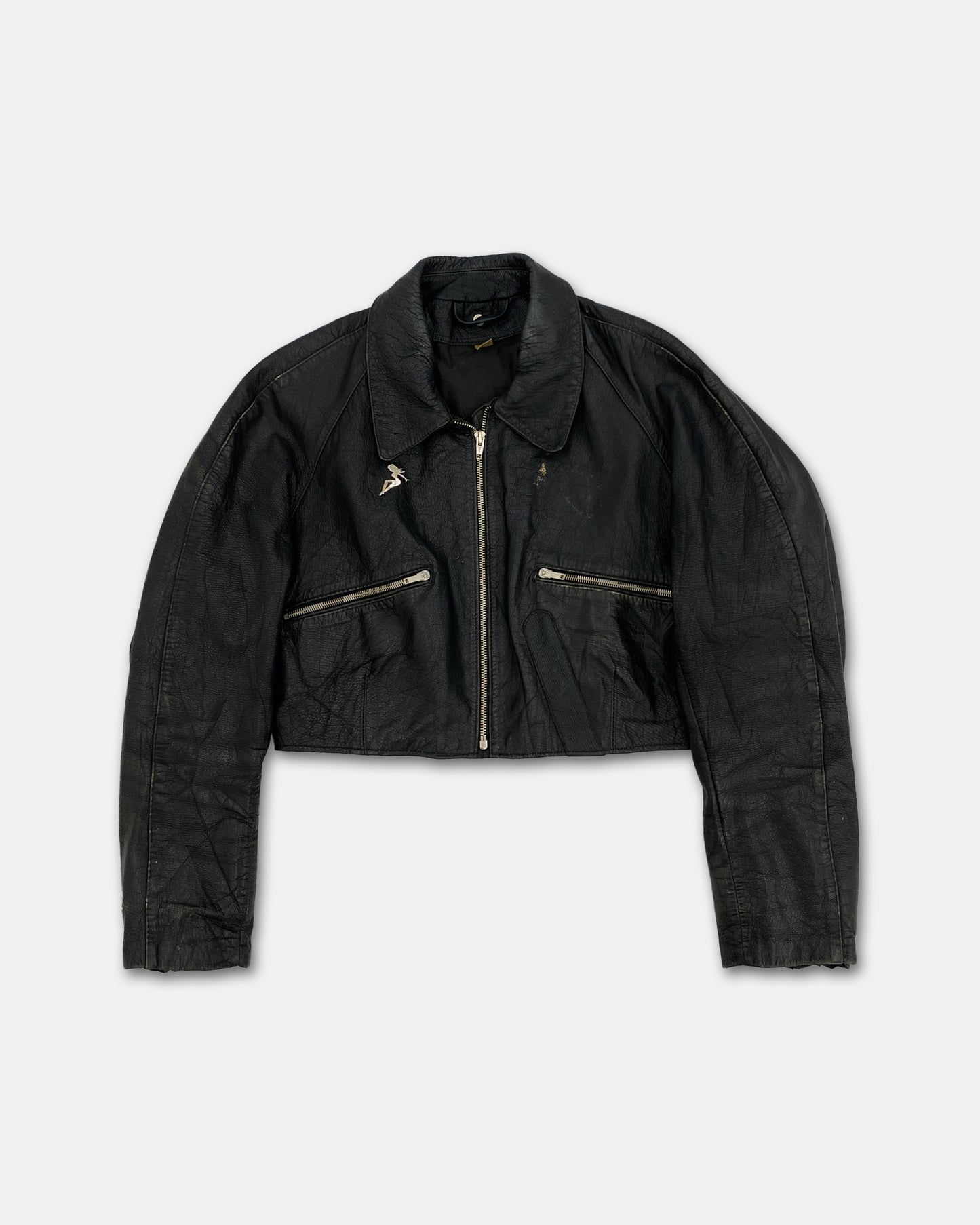 Vintage 1980s Cropped Leatherjacket Black