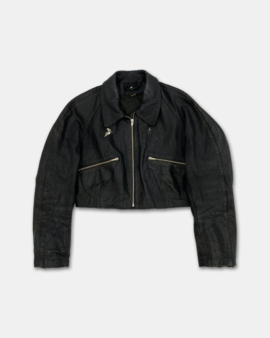 Vintage 1980s Cropped Leatherjacket Black