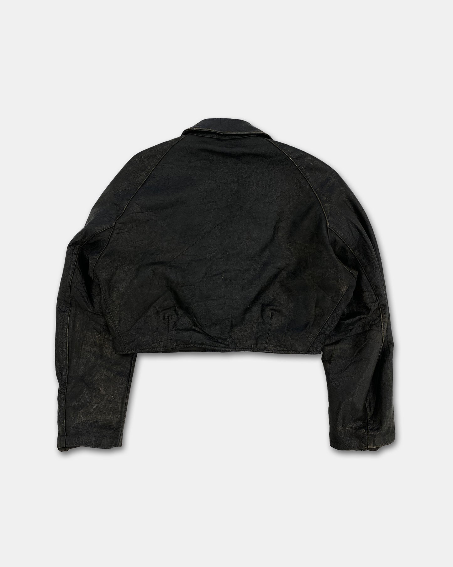 Vintage 1980s Cropped Leatherjacket Black