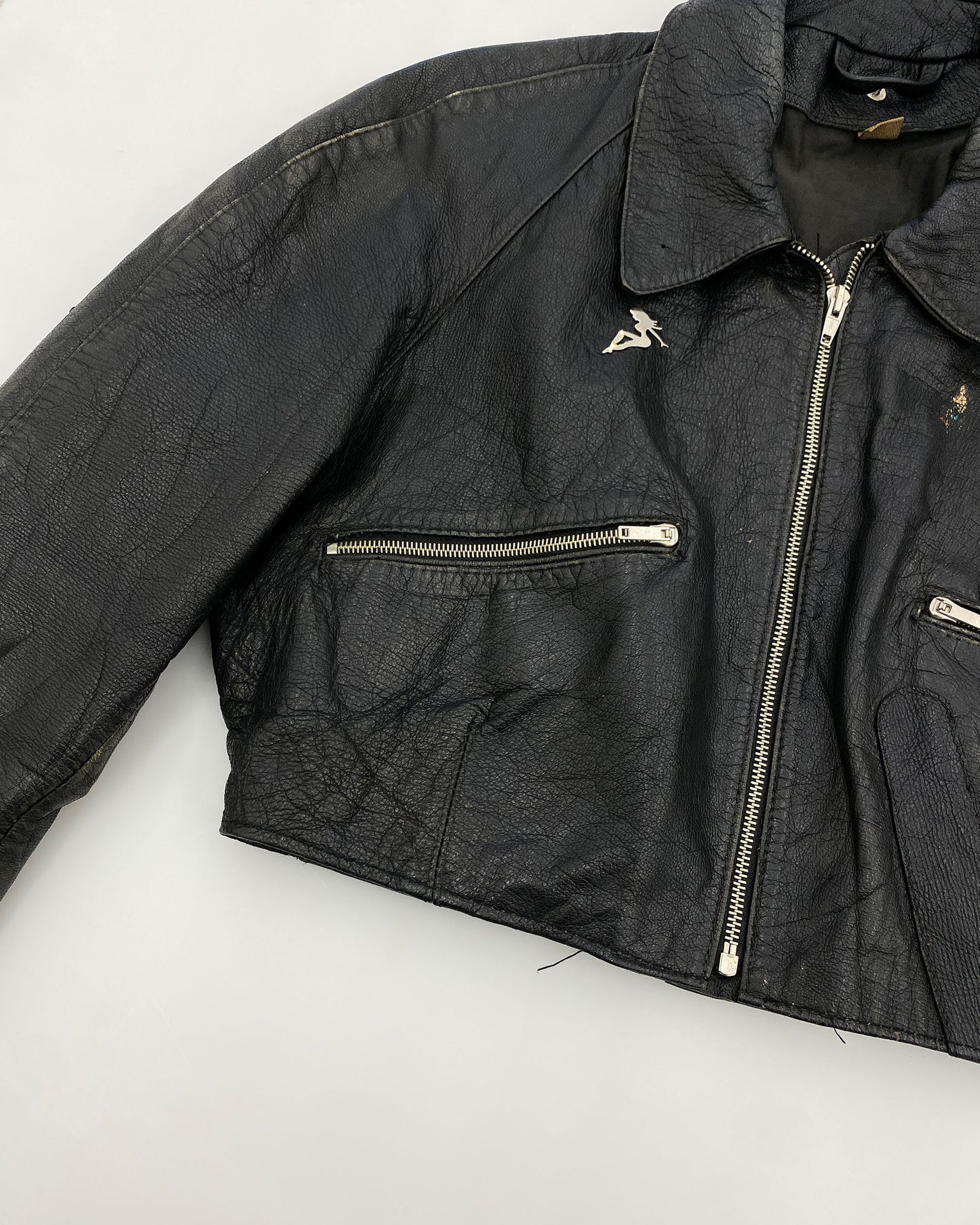 Vintage 1980s Cropped Leatherjacket Black