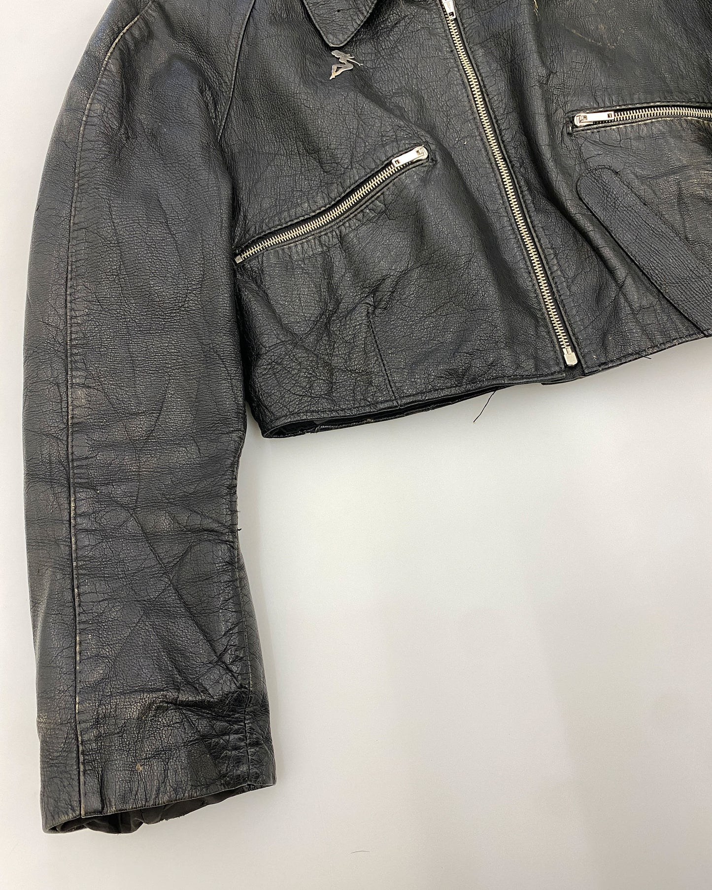 Vintage 1980s Cropped Leatherjacket Black