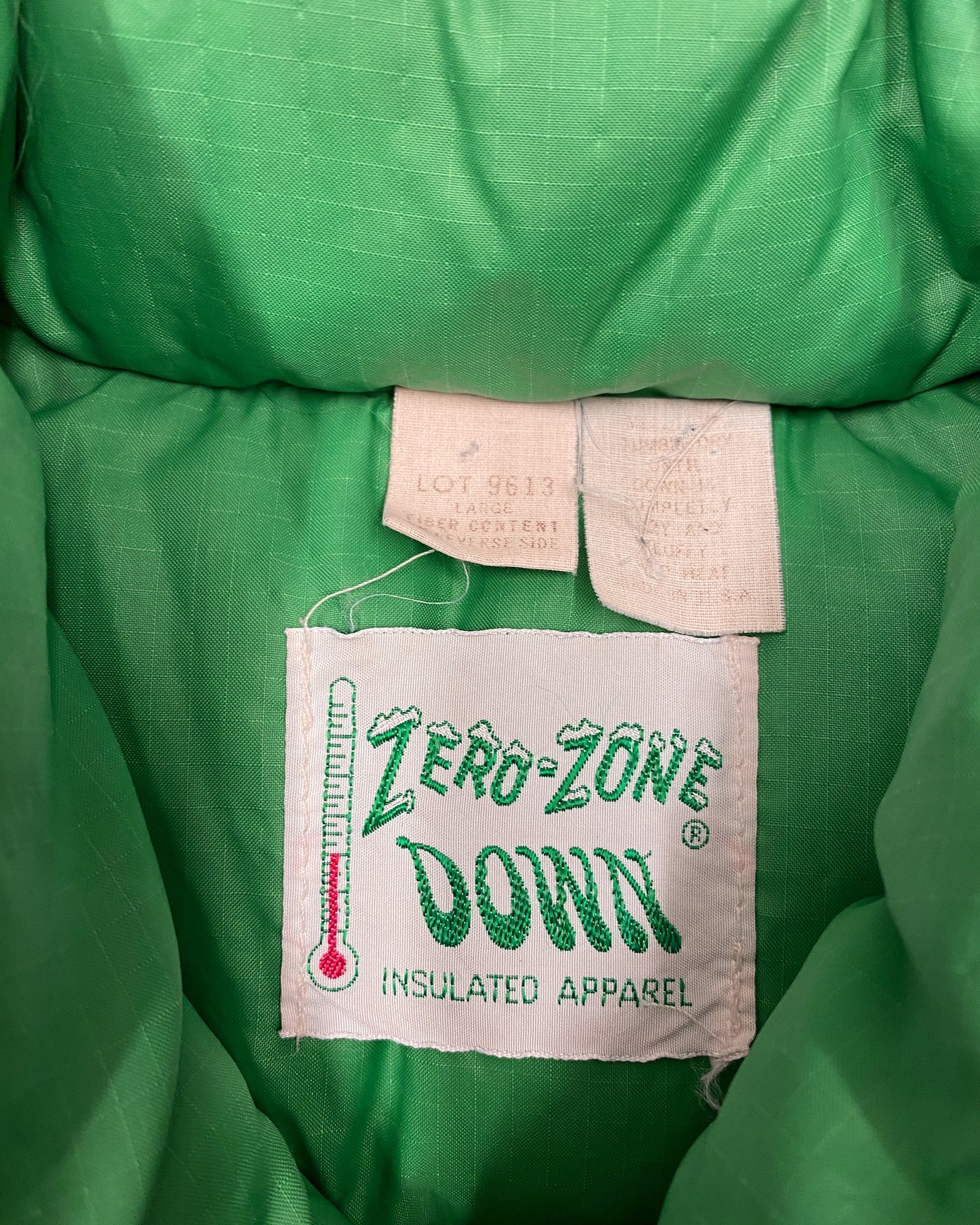 Zero-Zone Down 1970s Puffer Vest Green
