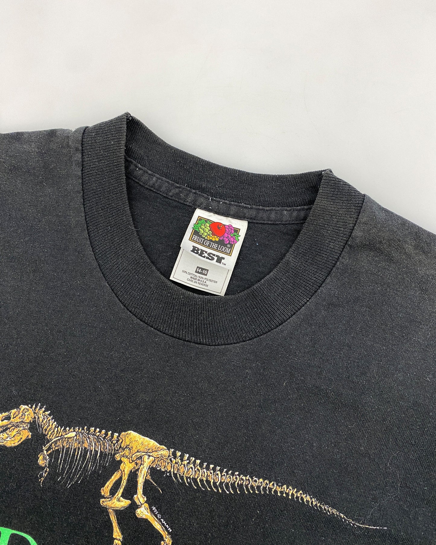 Vintage 1995 Dinosaur American Museum of Natural History Single Stitched Baby T-Shirt Black