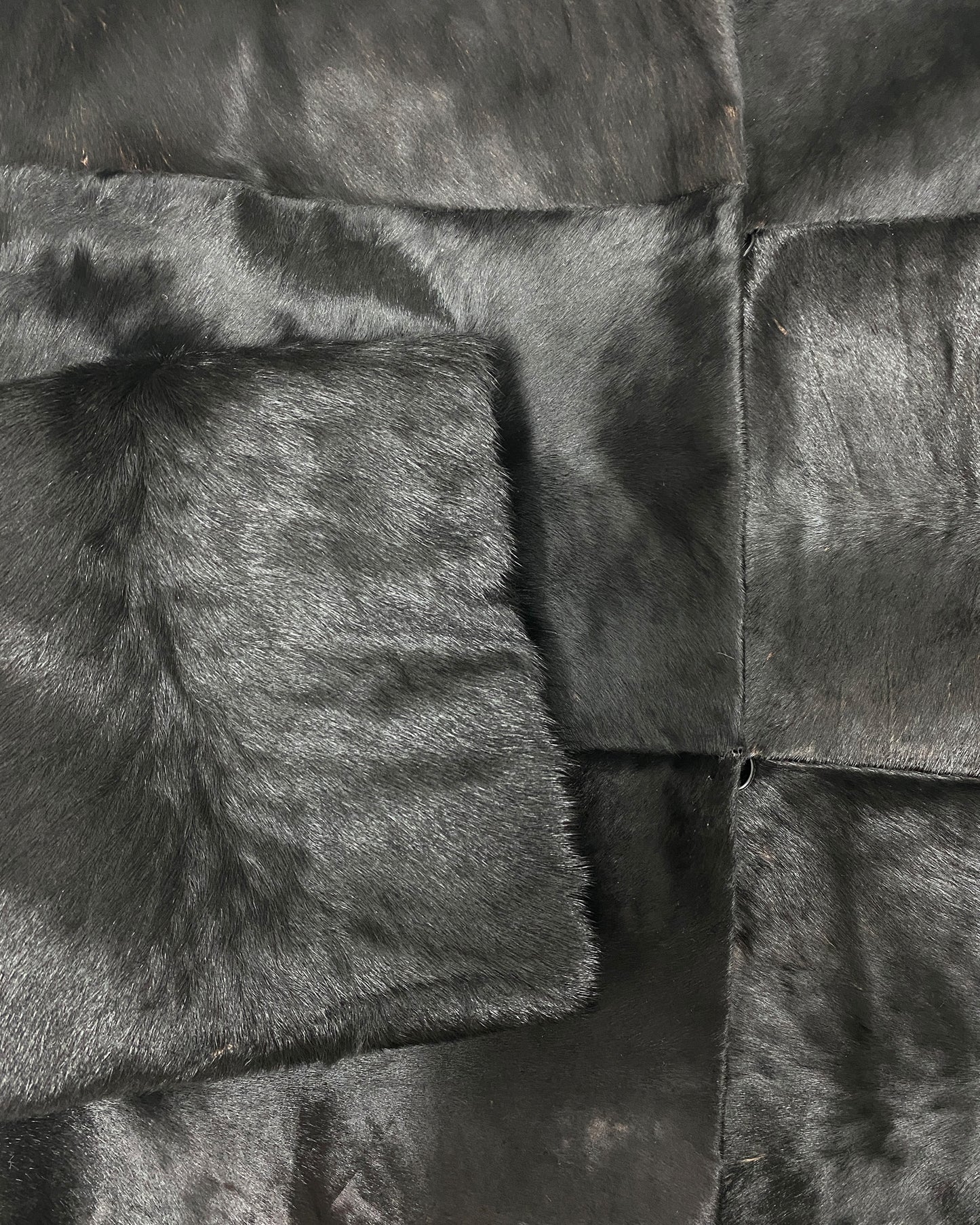 Vintage 1980s Cow Fur Clip Leather Jacket Black