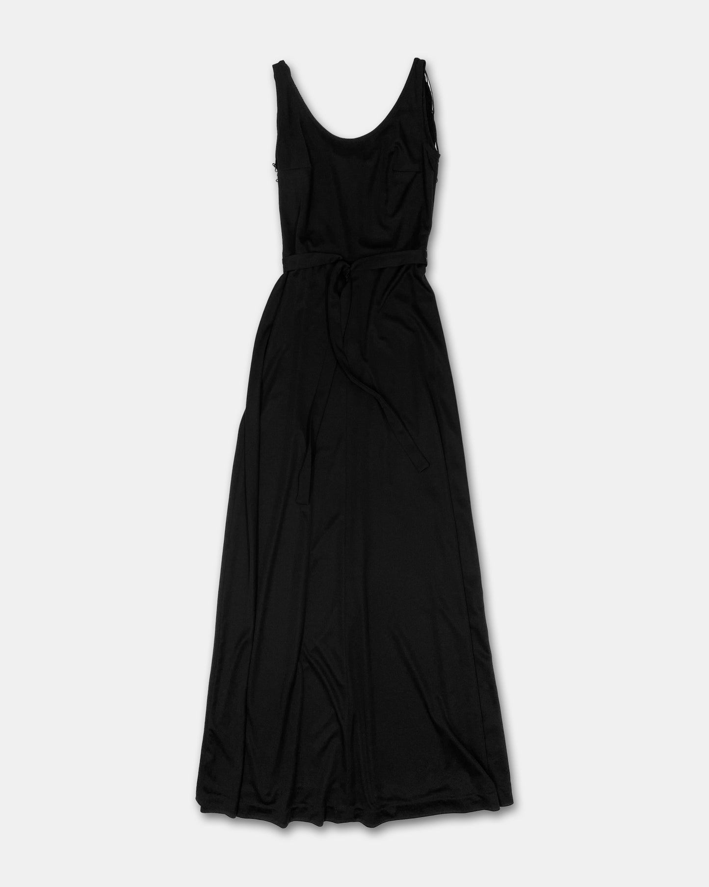 Vintage 1970s Fringe Back Tank Dress Black