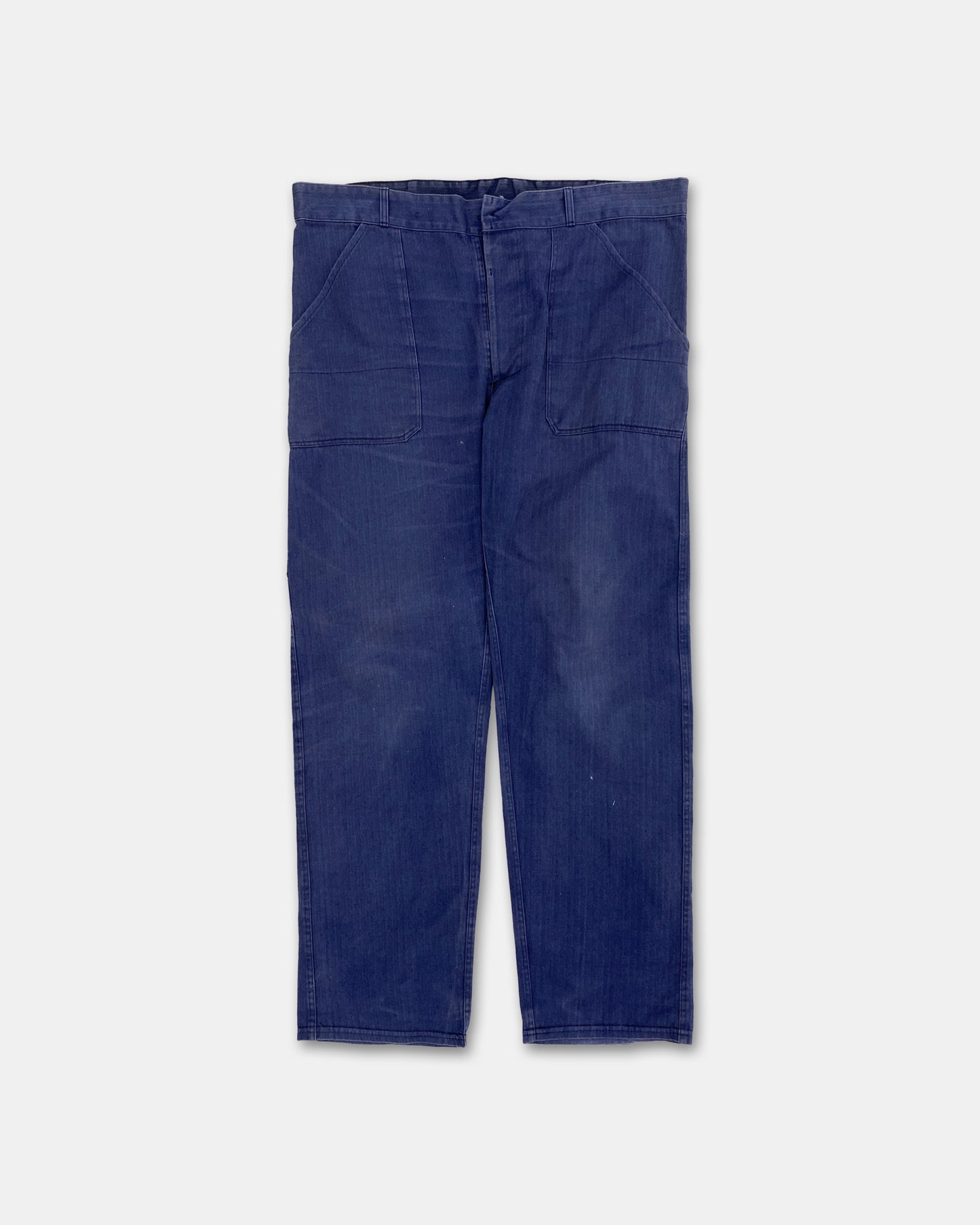 Vintage 1980s Herringbone German Work Pants Blue