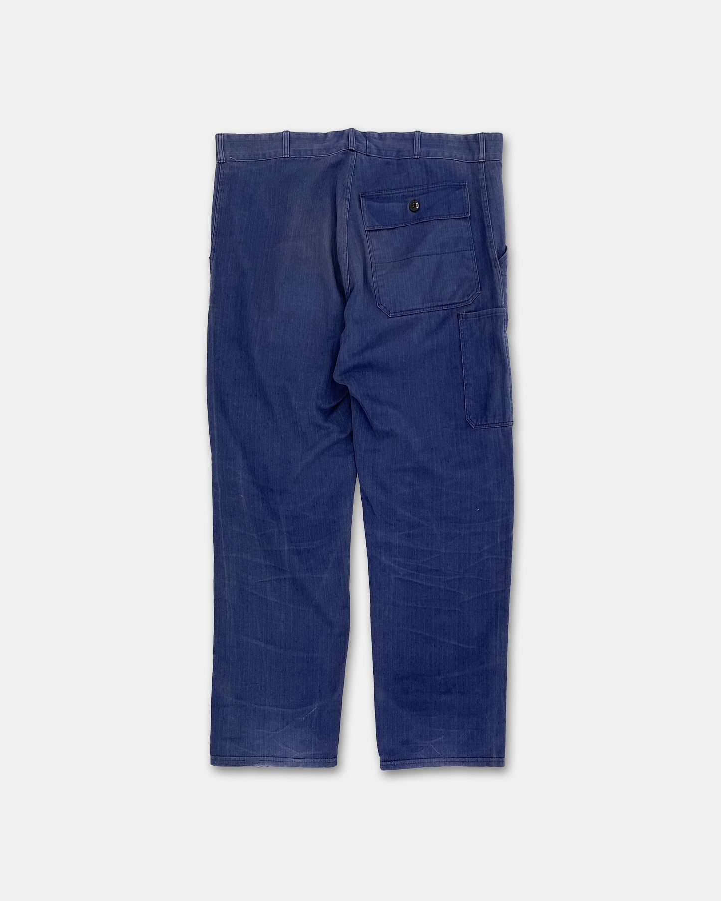Vintage 1980s Herringbone German Work Pants Blue