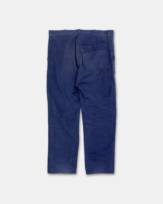 Vintage 1980s Herringbone German Work Pants Blue