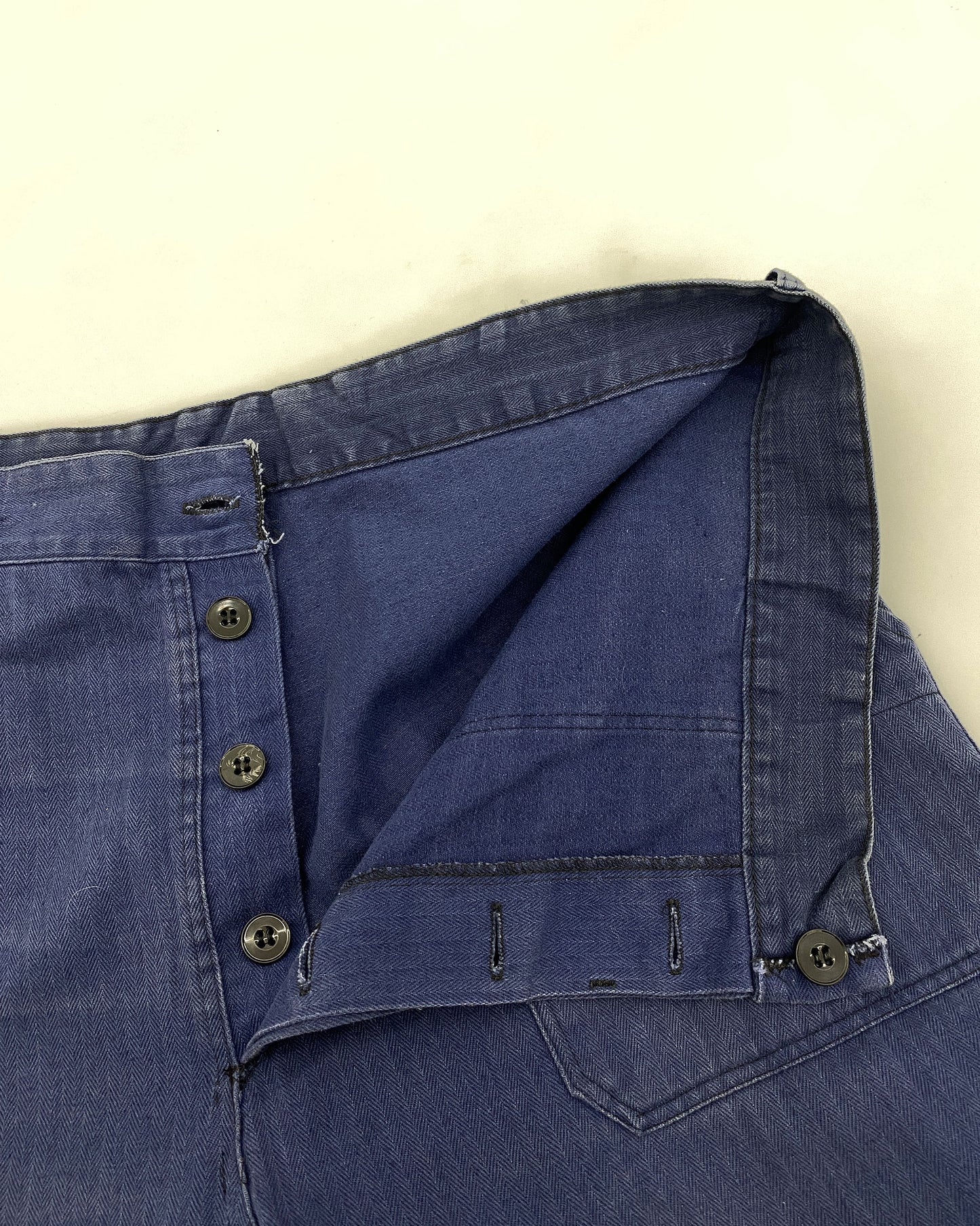 Vintage 1980s Herringbone German Work Pants Blue