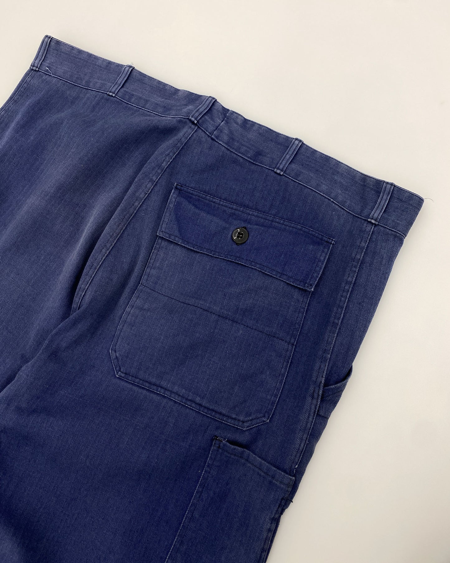 Vintage 1980s Herringbone German Work Pants Blue