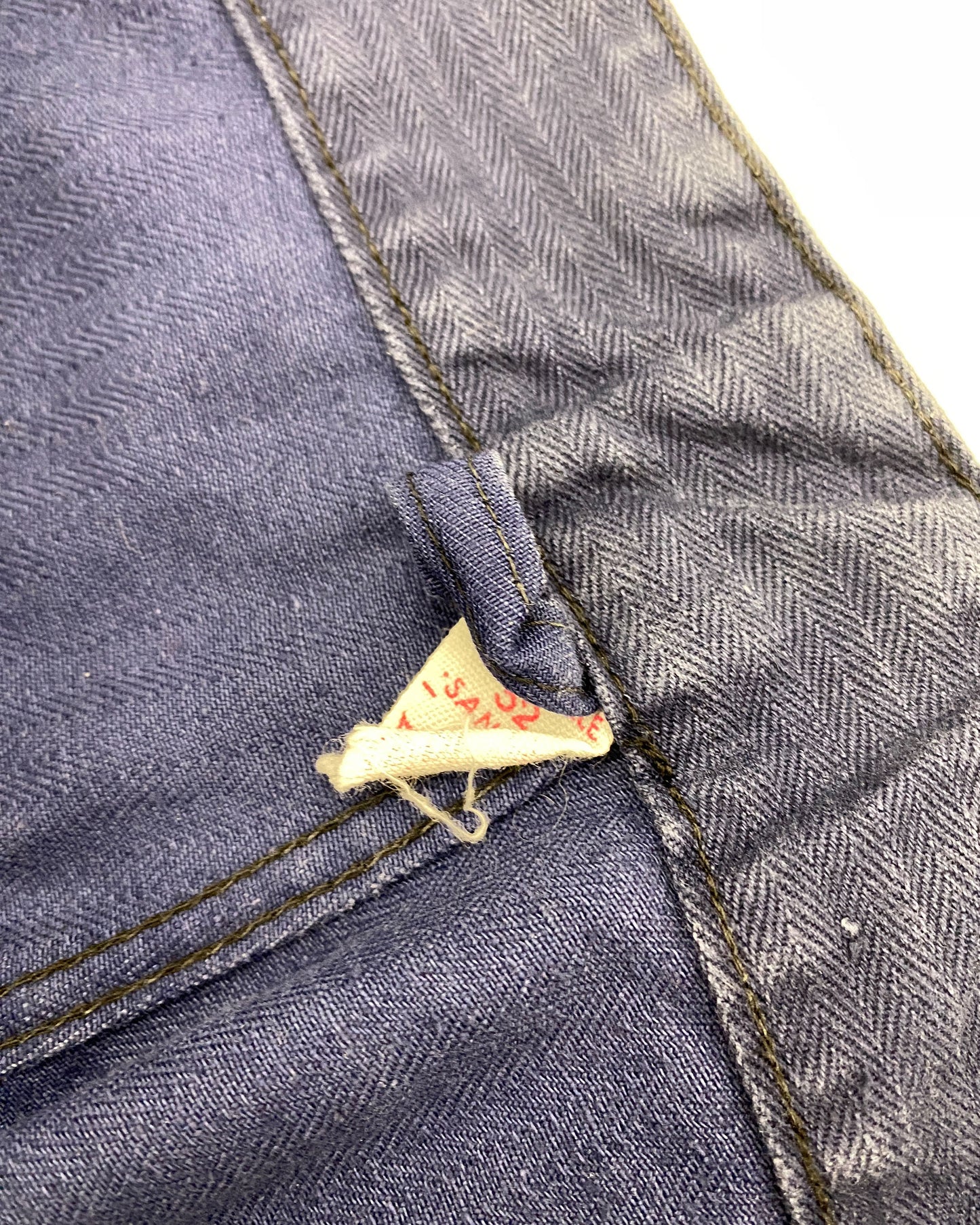 Vintage 1980s Herringbone German Work Pants Blue