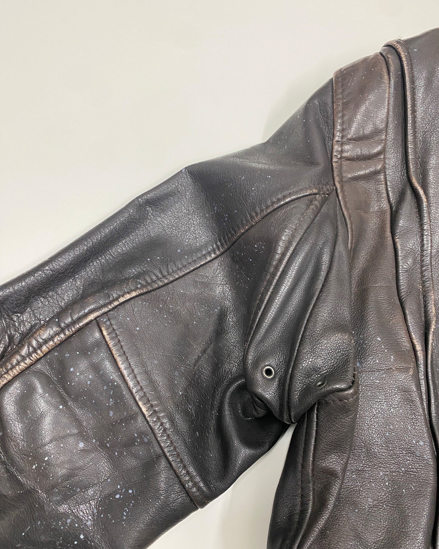 Vintage 1990s Trashed U.S. Air Force A-2 Flight Leather Jacket Brown