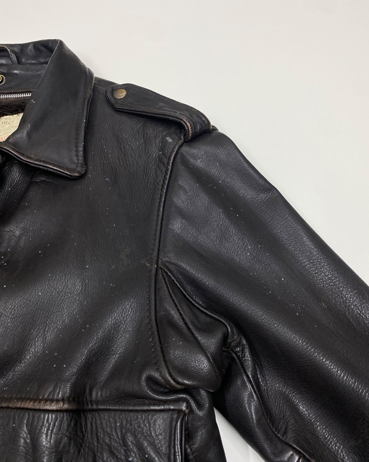 Vintage 1990s Trashed U.S. Air Force A-2 Flight Leather Jacket Brown