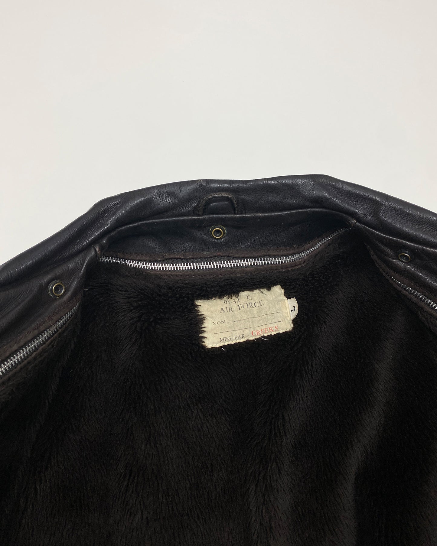 Vintage 1990s Trashed U.S. Air Force A-2 Flight Leather Jacket Brown
