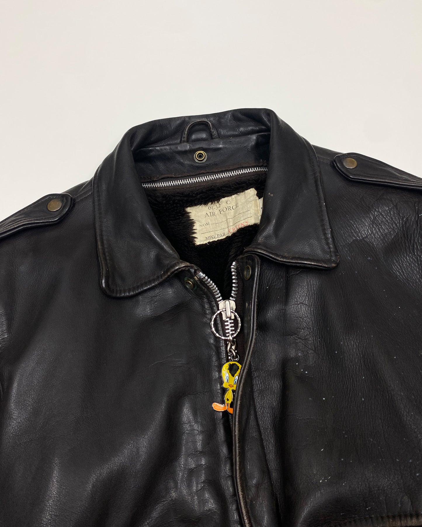 Vintage 1990s Trashed U.S. Air Force A-2 Flight Leather Jacket Brown