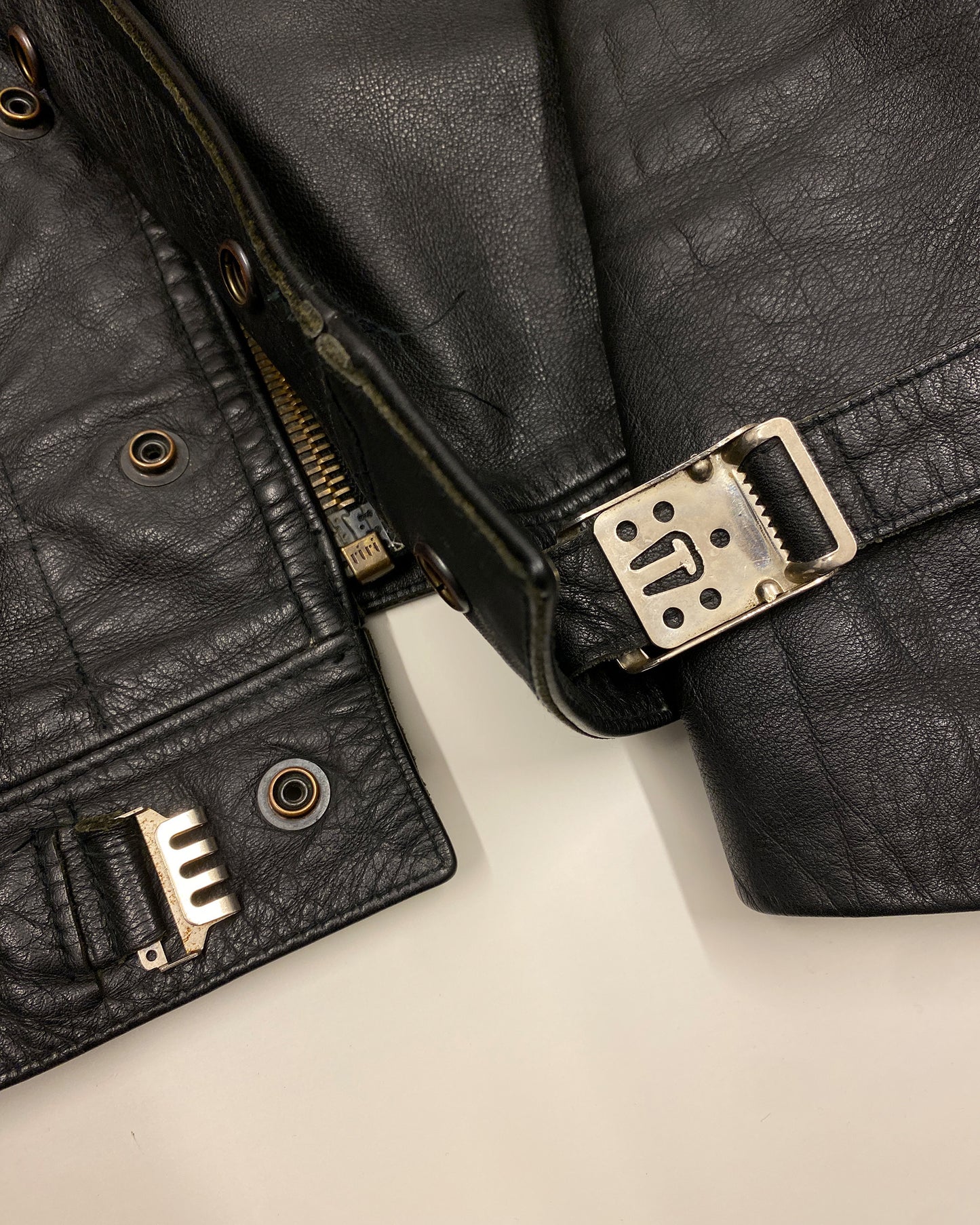 Leder Roth 1995 Riri Zip Flap Chest Pocket Leather Jacket Black