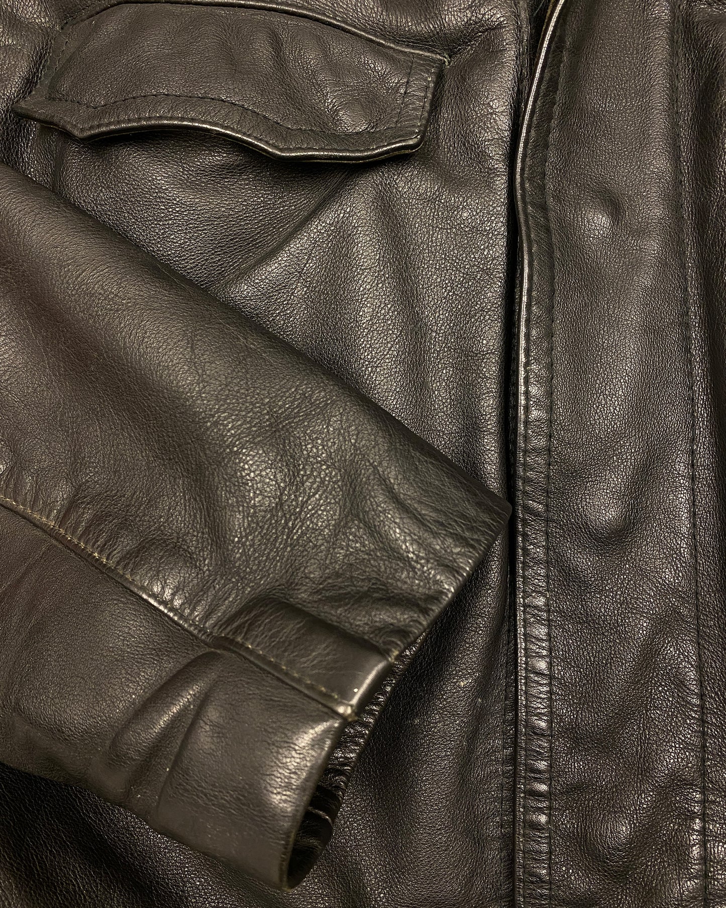 Leder Roth 1995 Riri Zip Flap Chest Pocket Leather Jacket Black