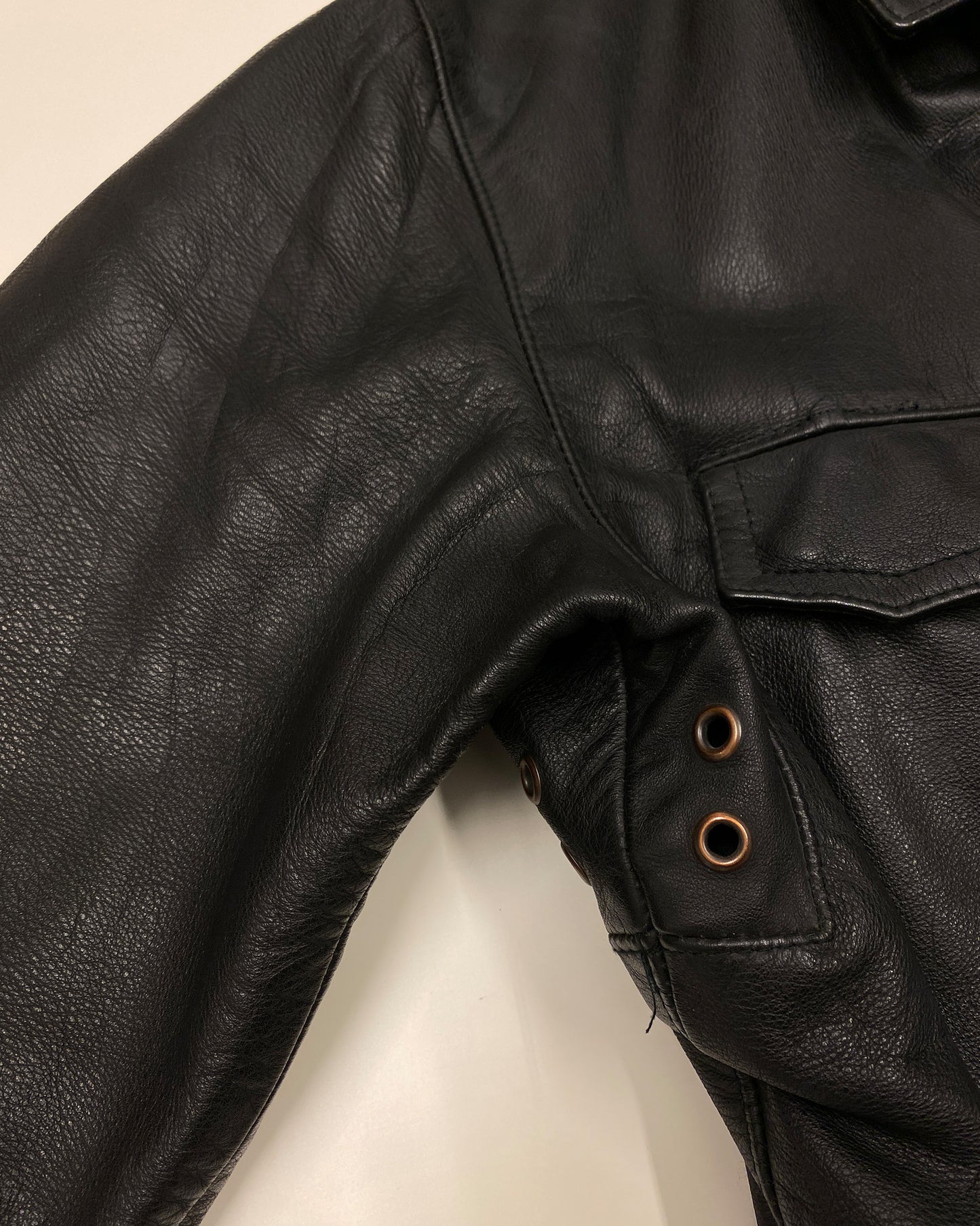 Leder Roth 1995 Riri Zip Flap Chest Pocket Leather Jacket Black