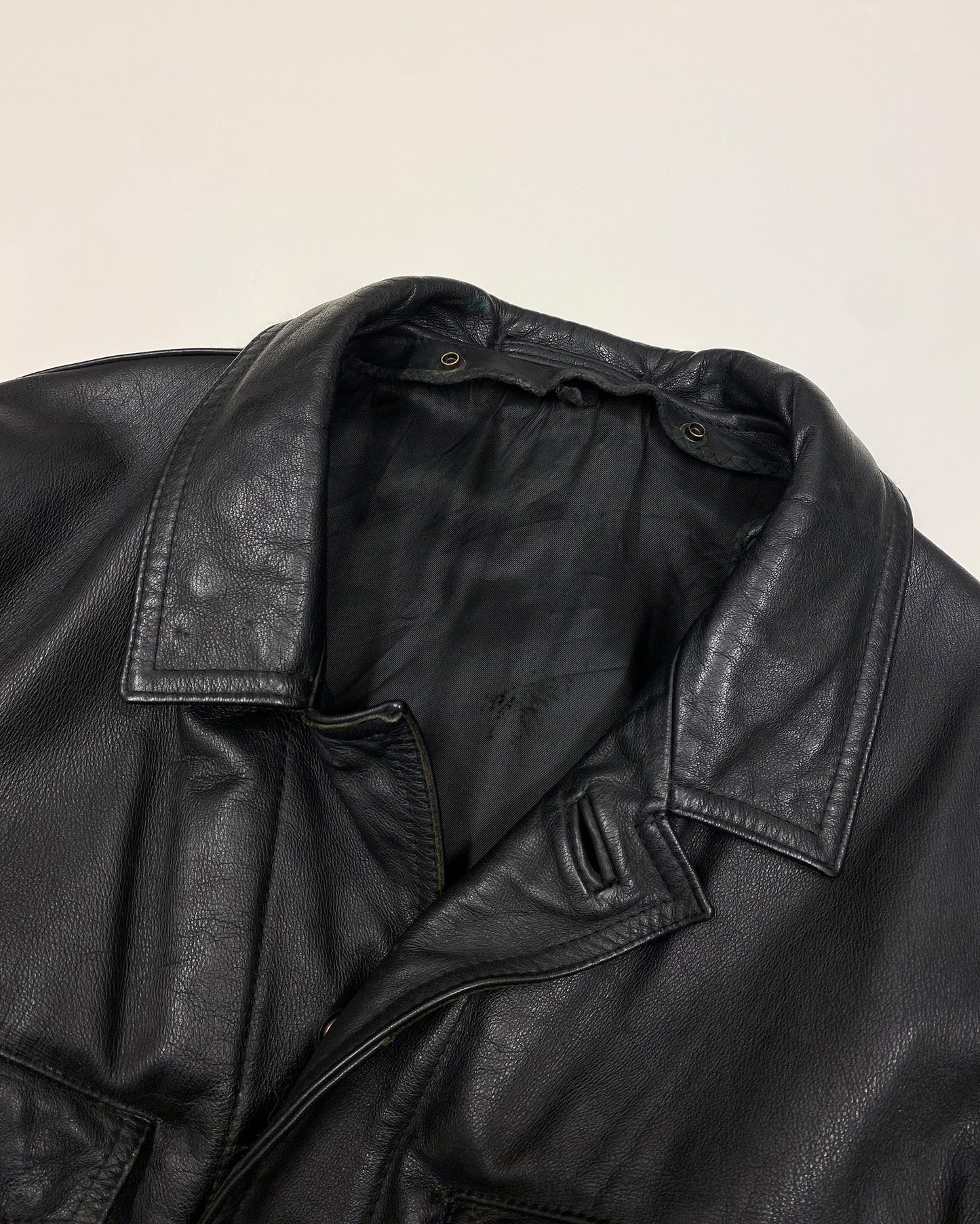 Leder Roth 1995 Riri Zip Flap Chest Pocket Leather Jacket Black