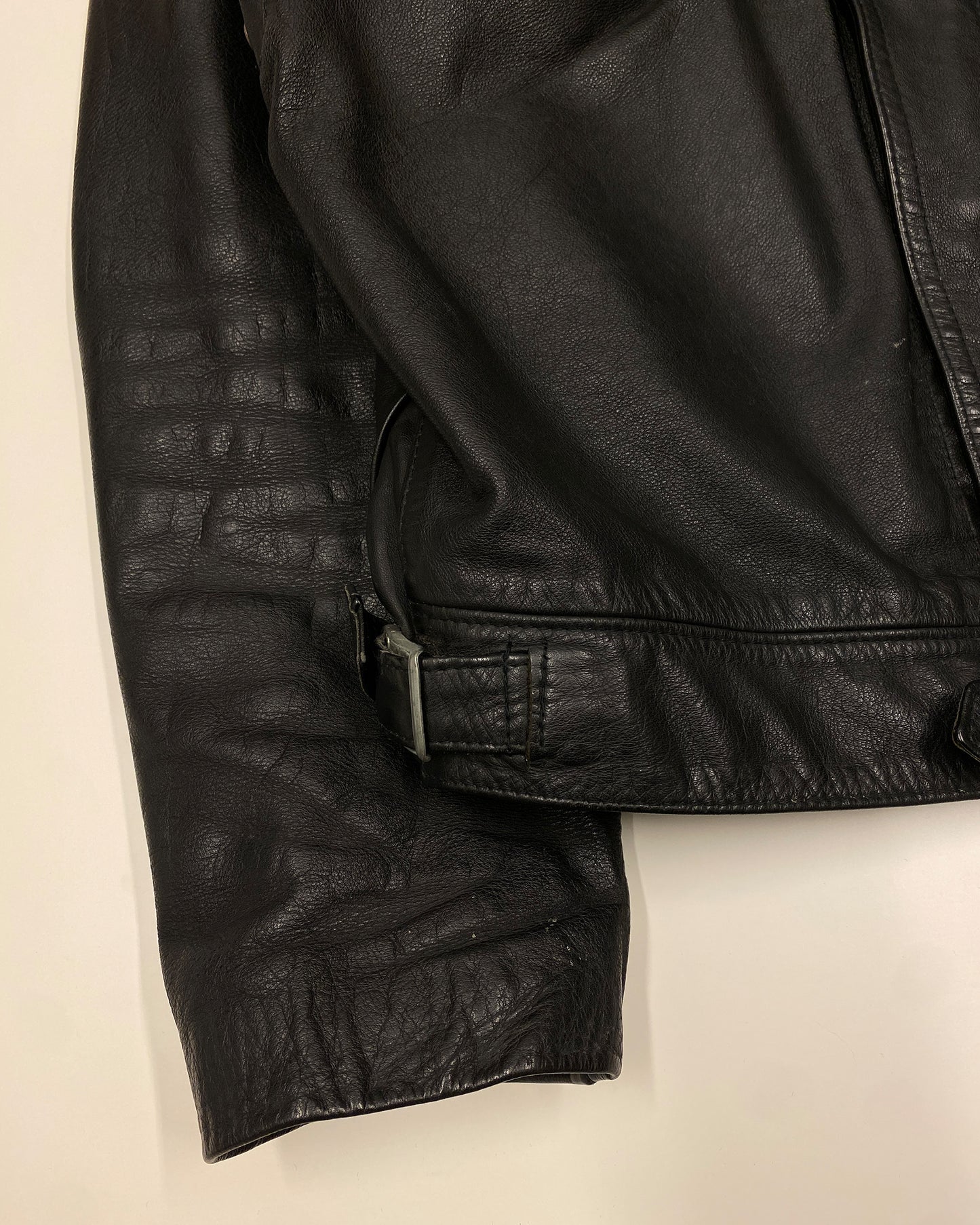 Leder Roth 1995 Riri Zip Flap Chest Pocket Leather Jacket Black