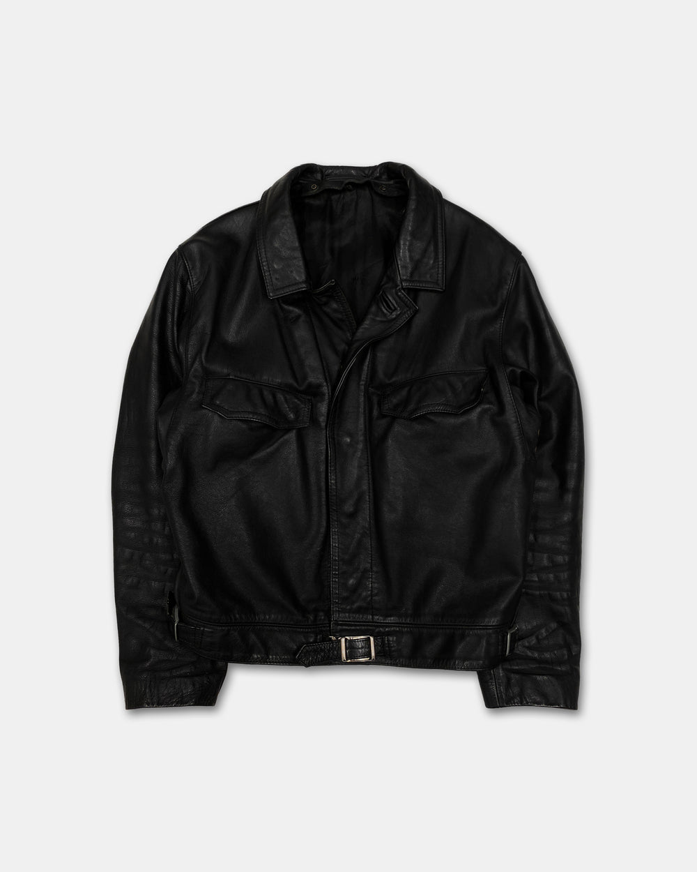 Leder Roth 1995 Riri Zip Flap Chest Pocket Leather Jacket Black