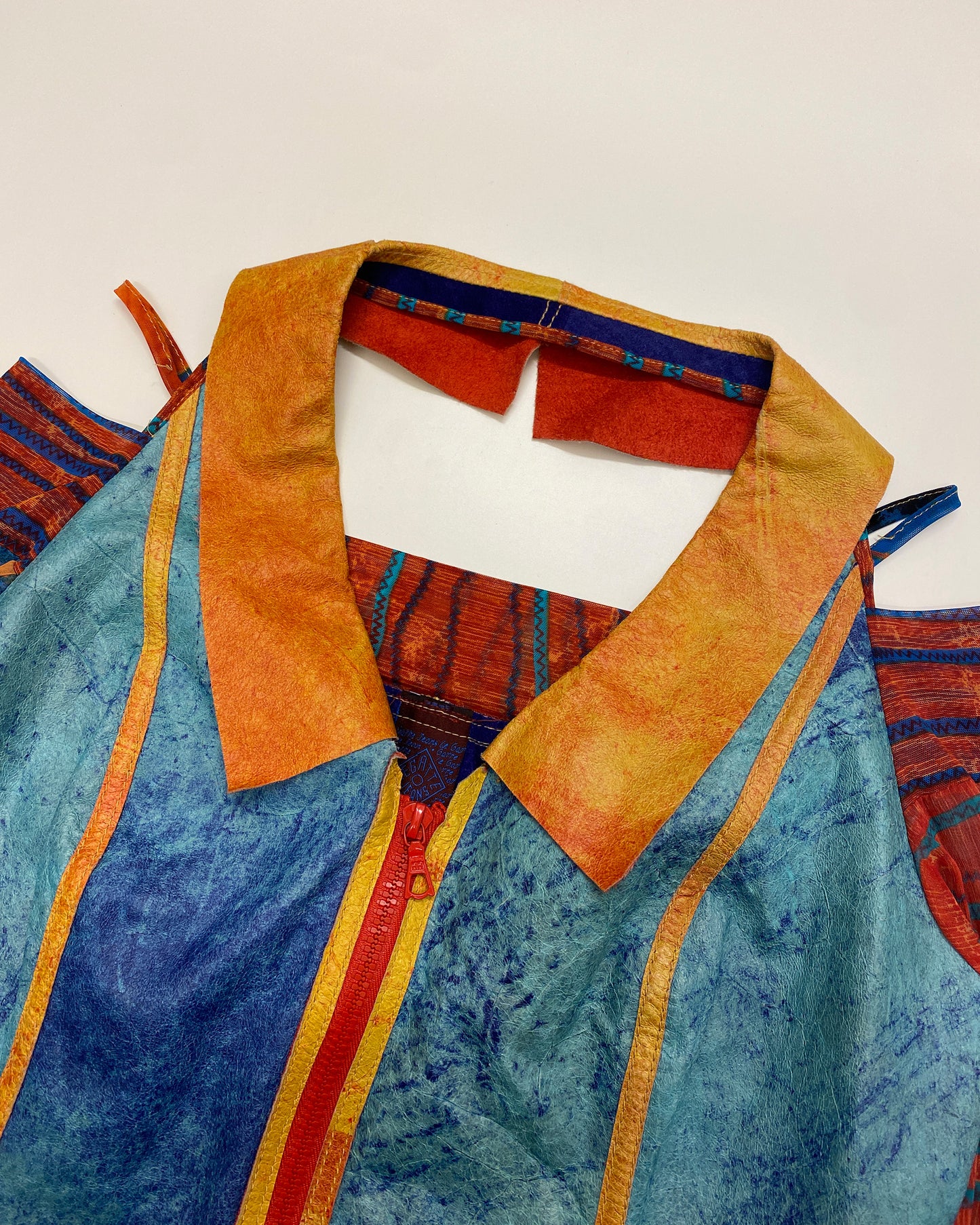 Legatte Jeans 2000s Longlseeve Mesh Leather Top Multicolor