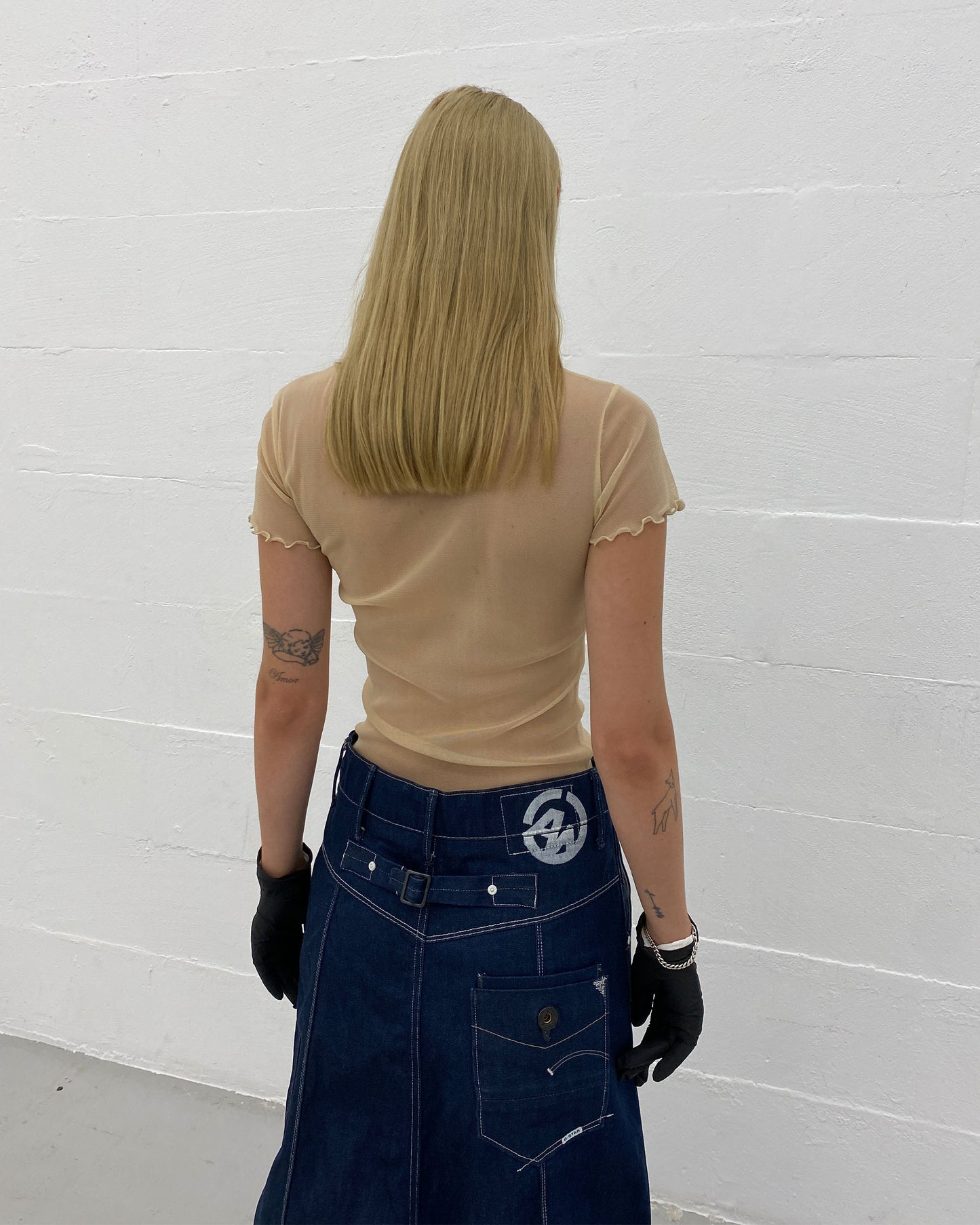 Vintage 1990s See Through Mesh Top Creme