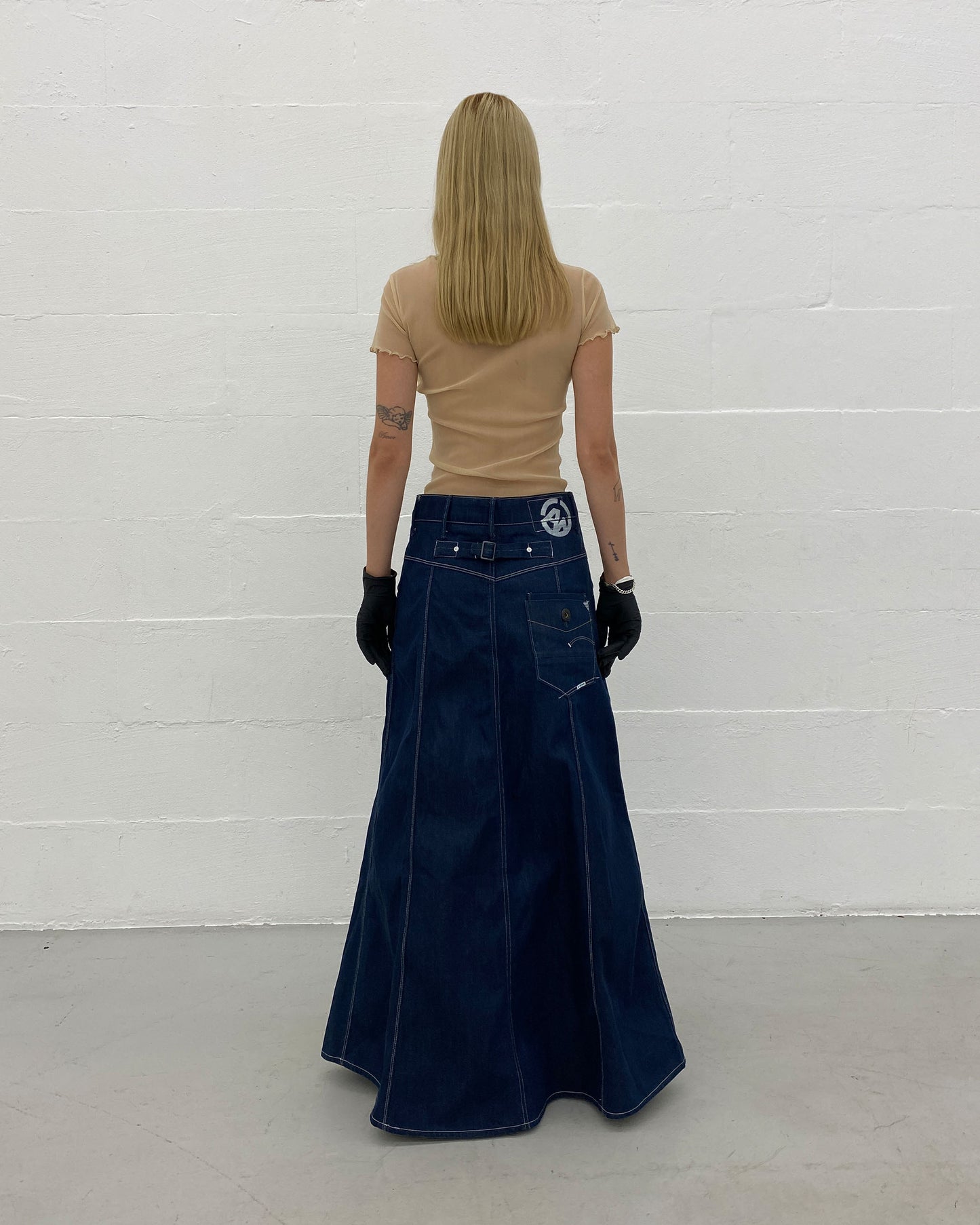 G-Star 2020s Buckleback Raw Denim Organic Vintage Maxi Skirt Dark Blue