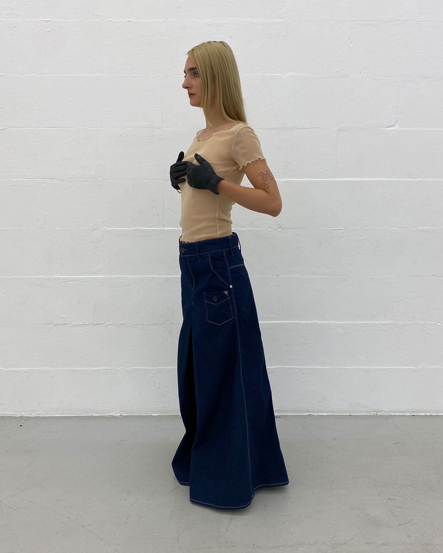 G-Star 2020s Buckleback Raw Denim Organic Vintage Maxi Skirt Dark Blue