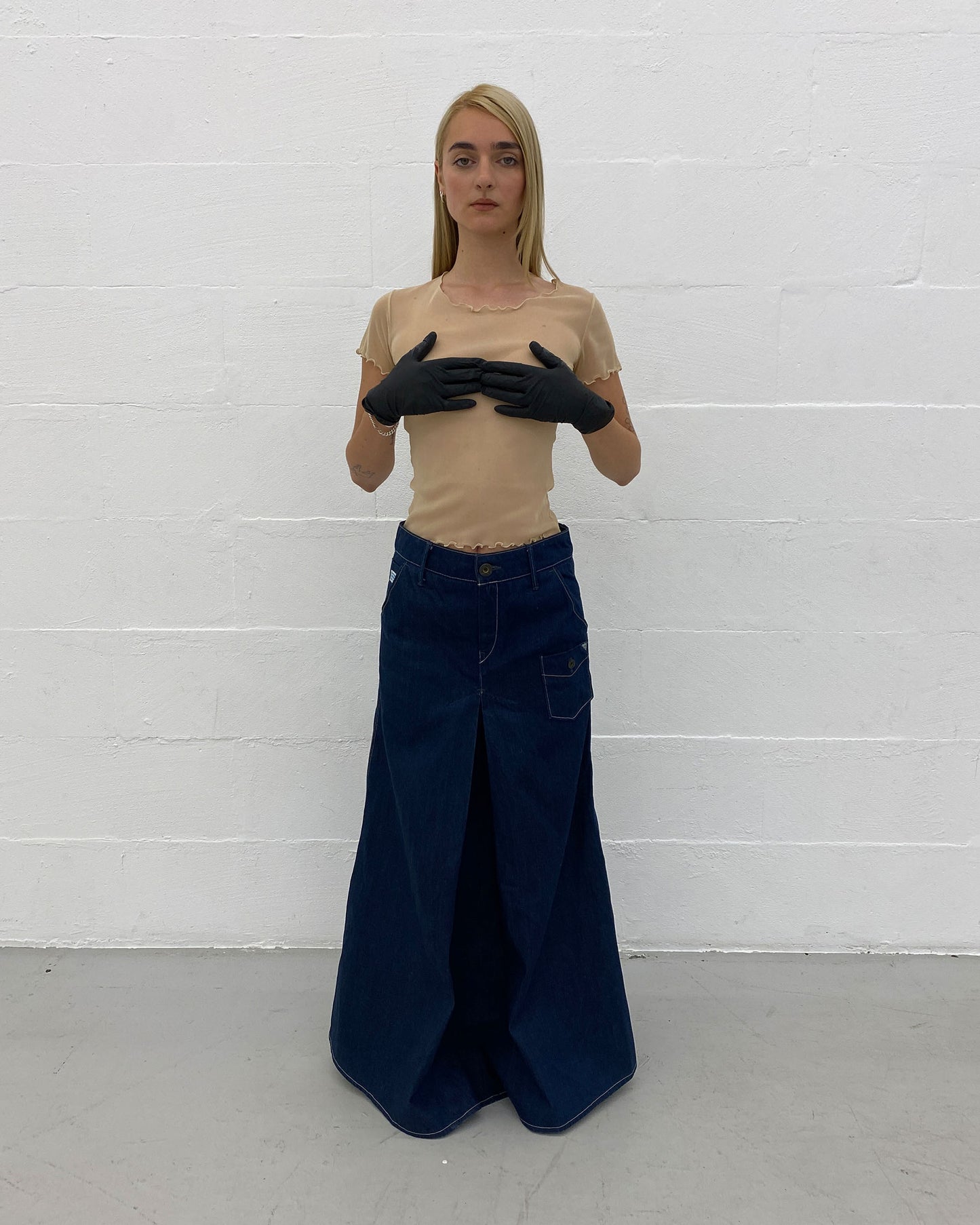 G-Star 2020s Buckleback Raw Denim Organic Vintage Maxi Skirt Dark Blue