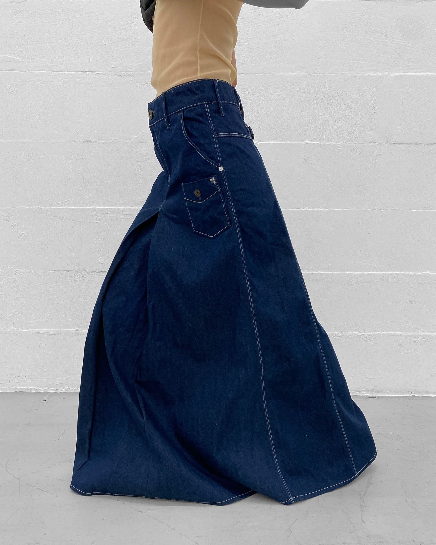 G-Star 2020s Buckleback Raw Denim Organic Vintage Maxi Skirt Dark Blue