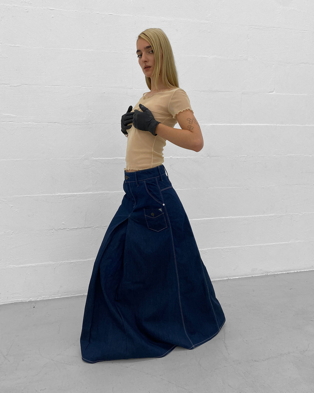 G-Star 2020s Buckleback Raw Denim Organic Vintage Maxi Skirt Dark Blue
