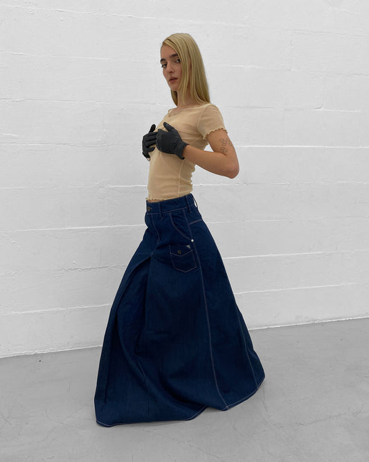 G-Star 2020s Buckleback Raw Denim Organic Vintage Maxi Skirt Dark Blue