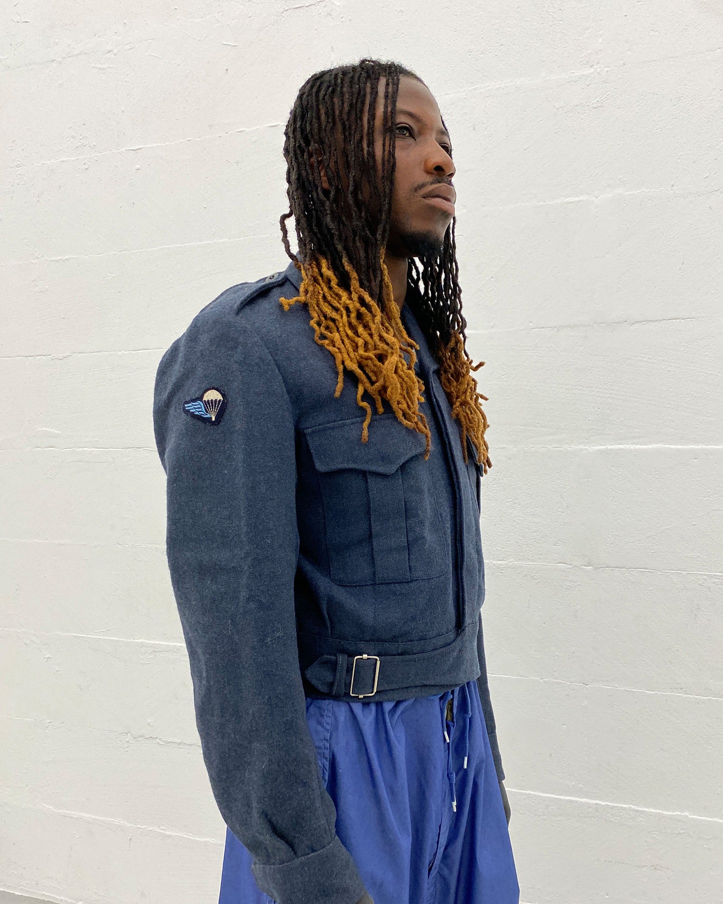 Vintage 1950s Belgian Military Wool Blouse Jacket Navy