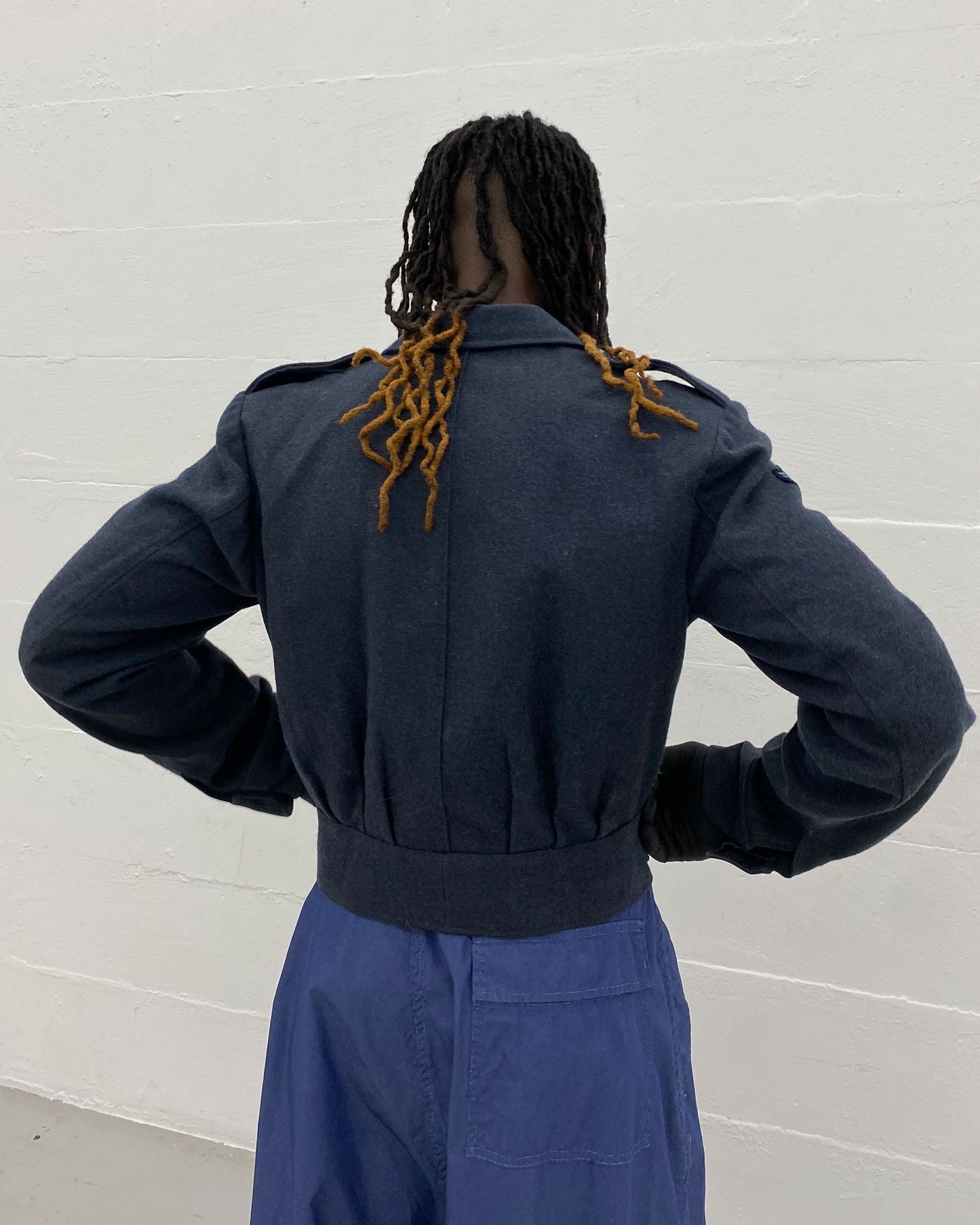 Vintage 1950s Belgian Military Wool Blouse Jacket Navy