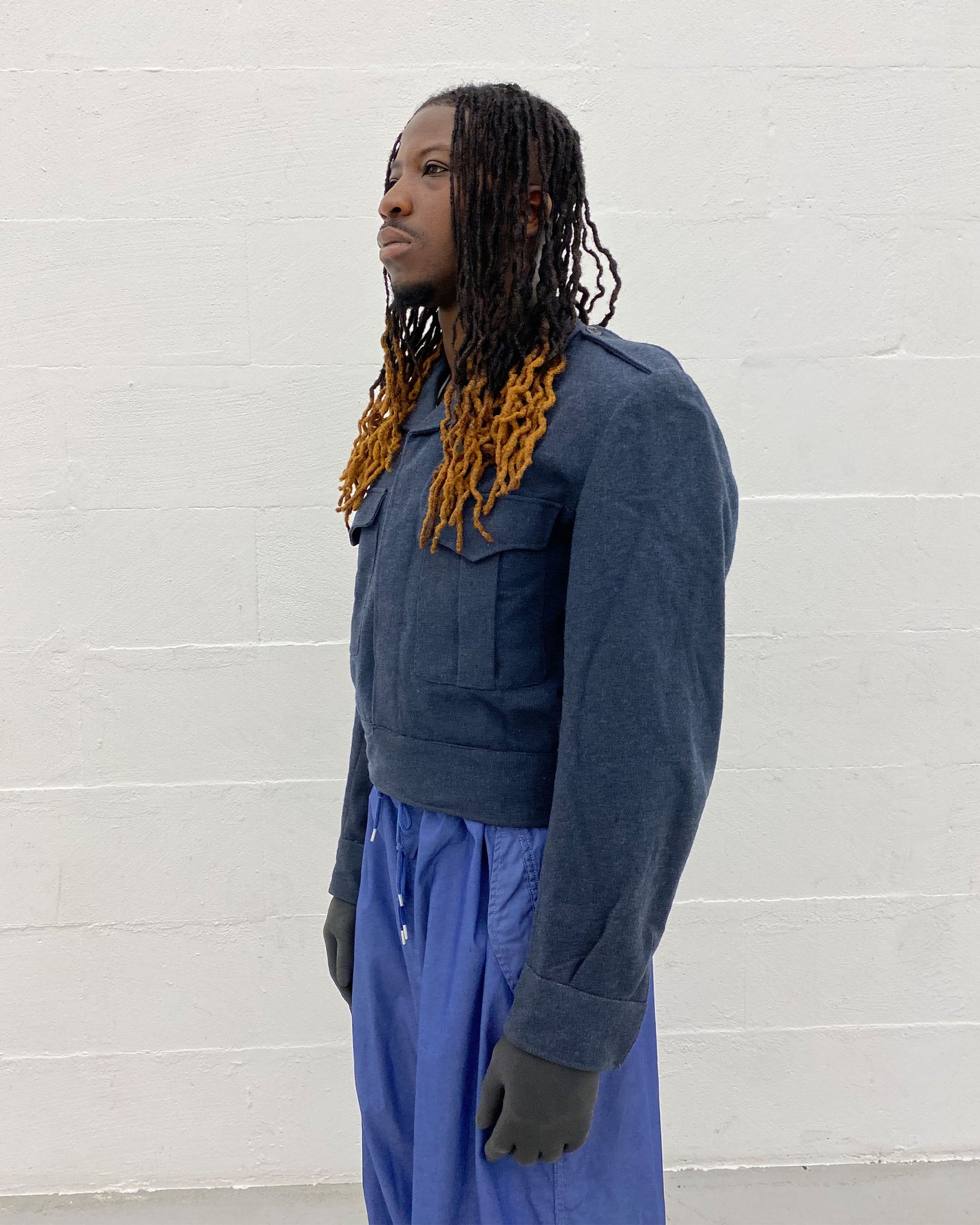 Vintage 1950s Belgian Military Wool Blouse Jacket Navy