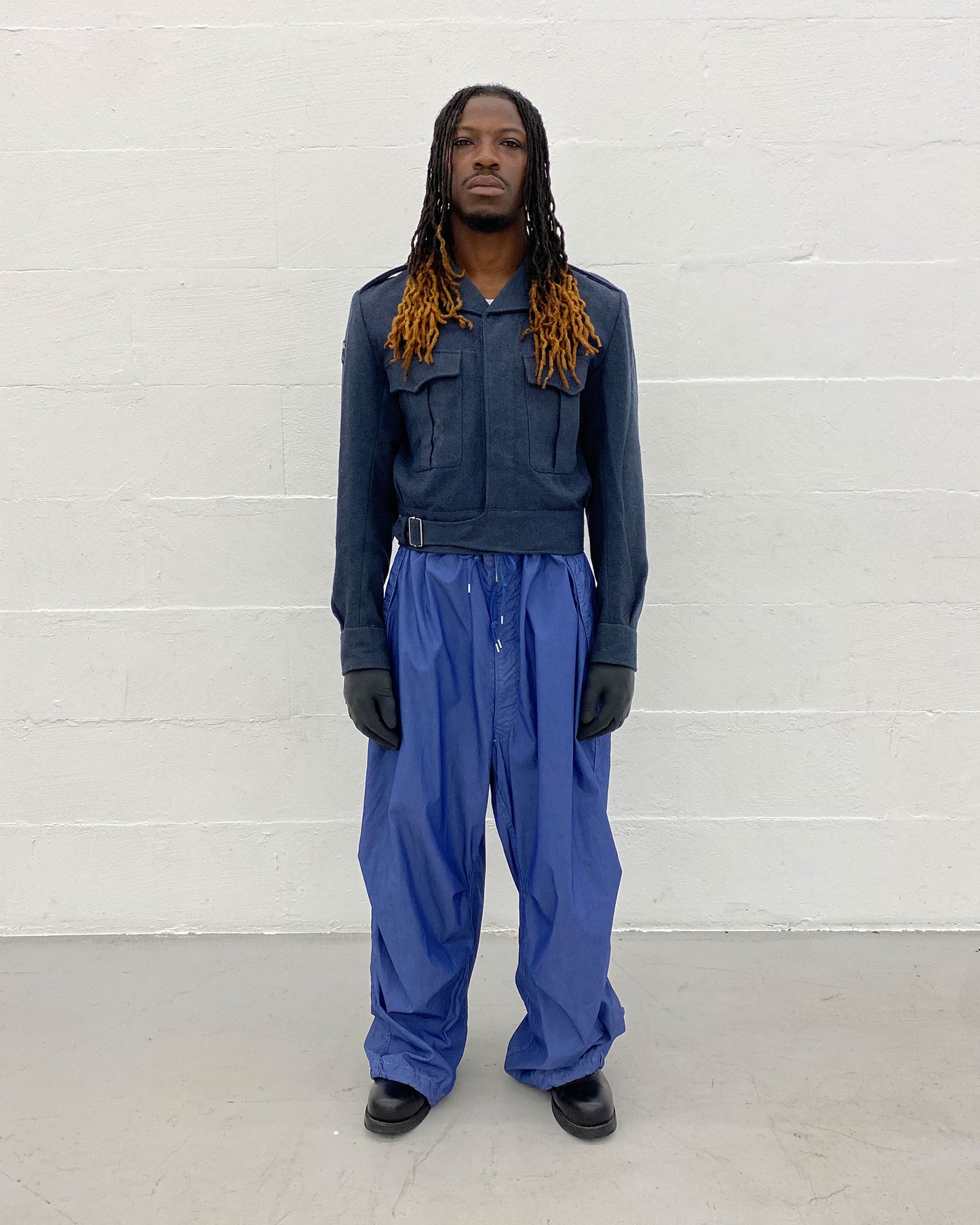 Vintage 1950s Belgian Military Wool Blouse Jacket Navy