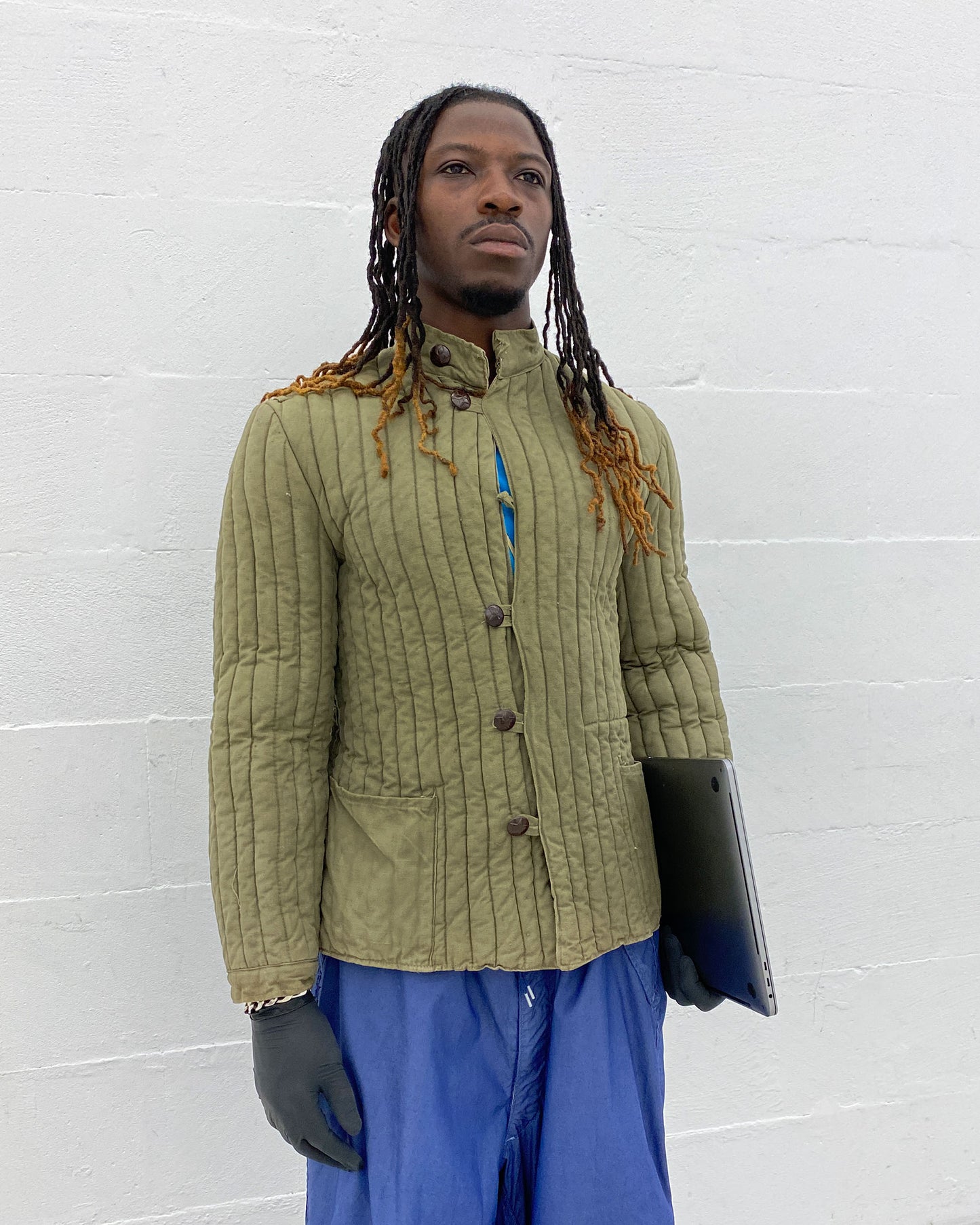 Vintage 1970s Soviet Telogreika Padded Jacket Khaki Green