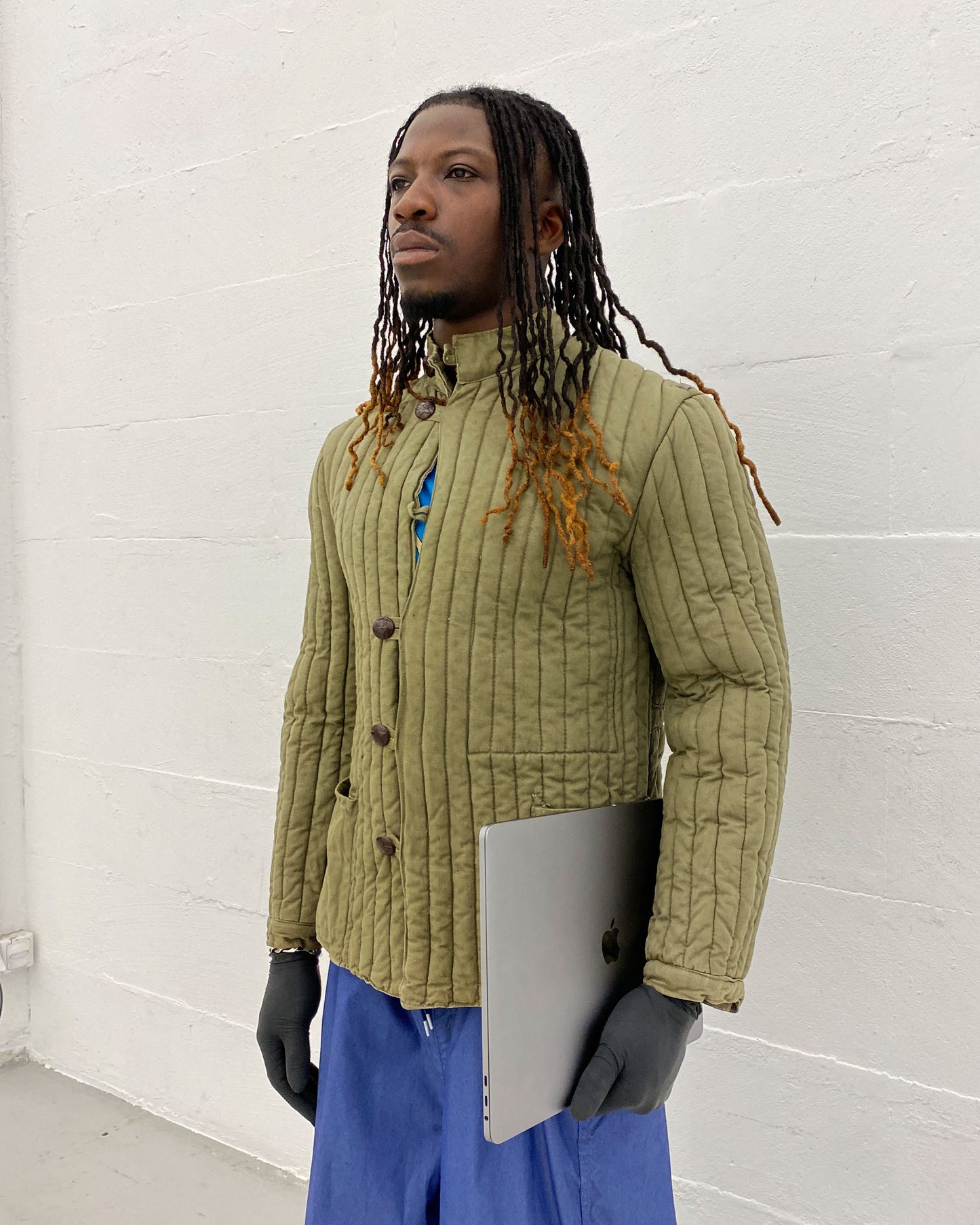 Vintage 1970s Soviet Telogreika Padded Jacket Khaki Green