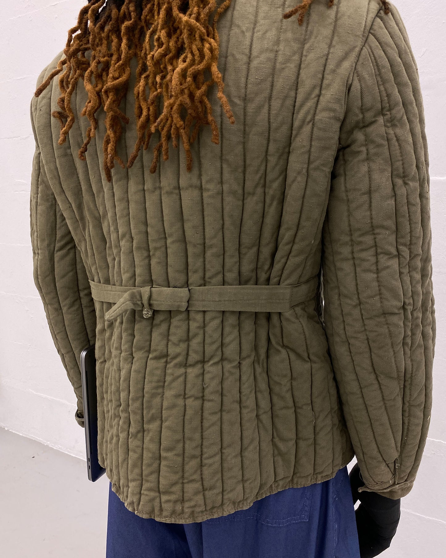 Vintage 1970s Soviet Telogreika Padded Jacket Khaki Green