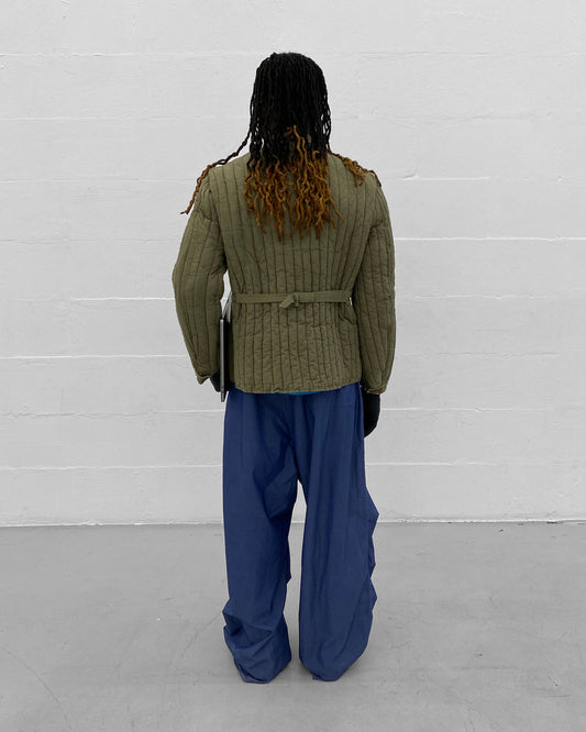 Vintage 1970s Soviet Telogreika Padded Jacket Khaki Green