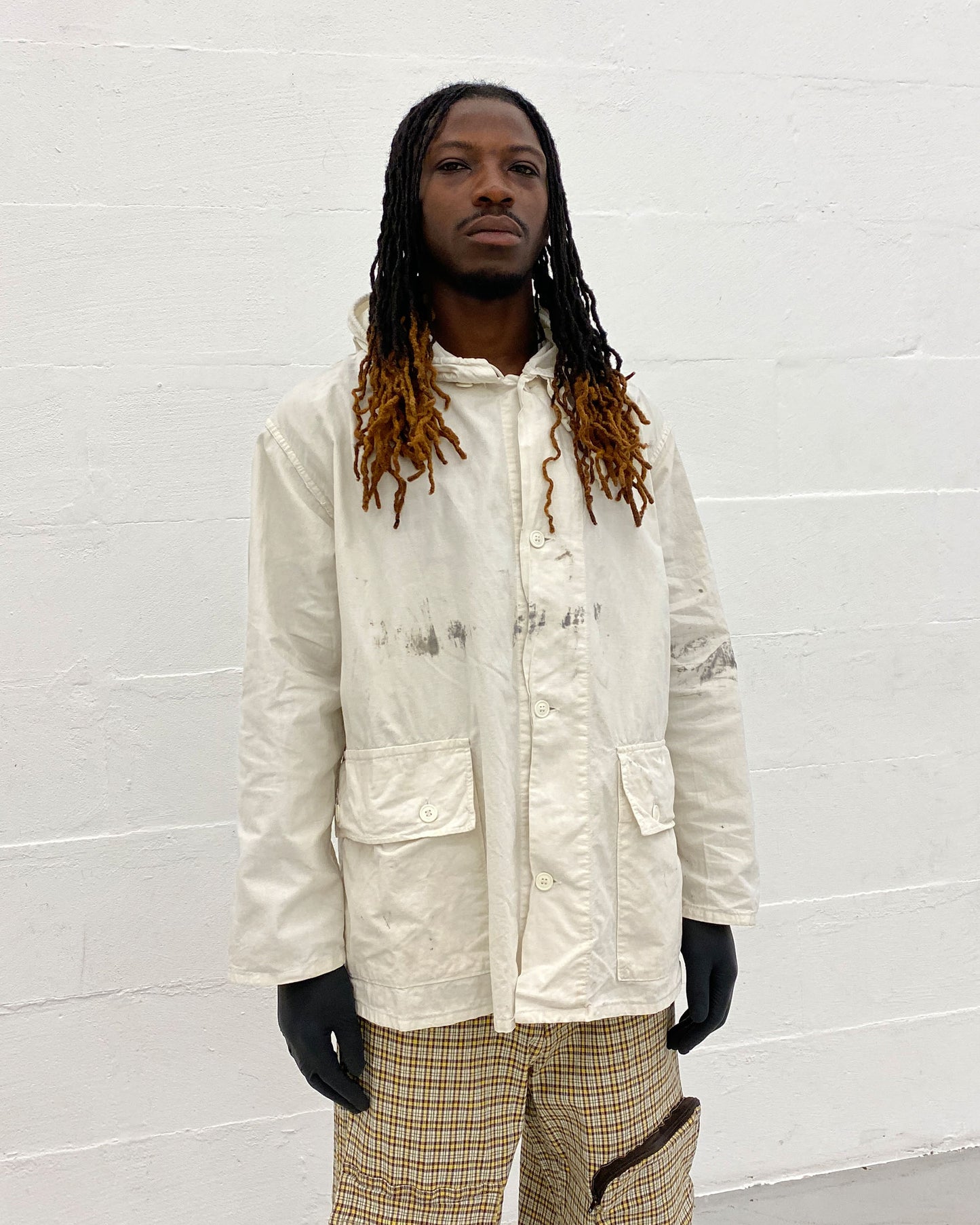 Vintage 1970s Swedish Military Overcoat Jacket White