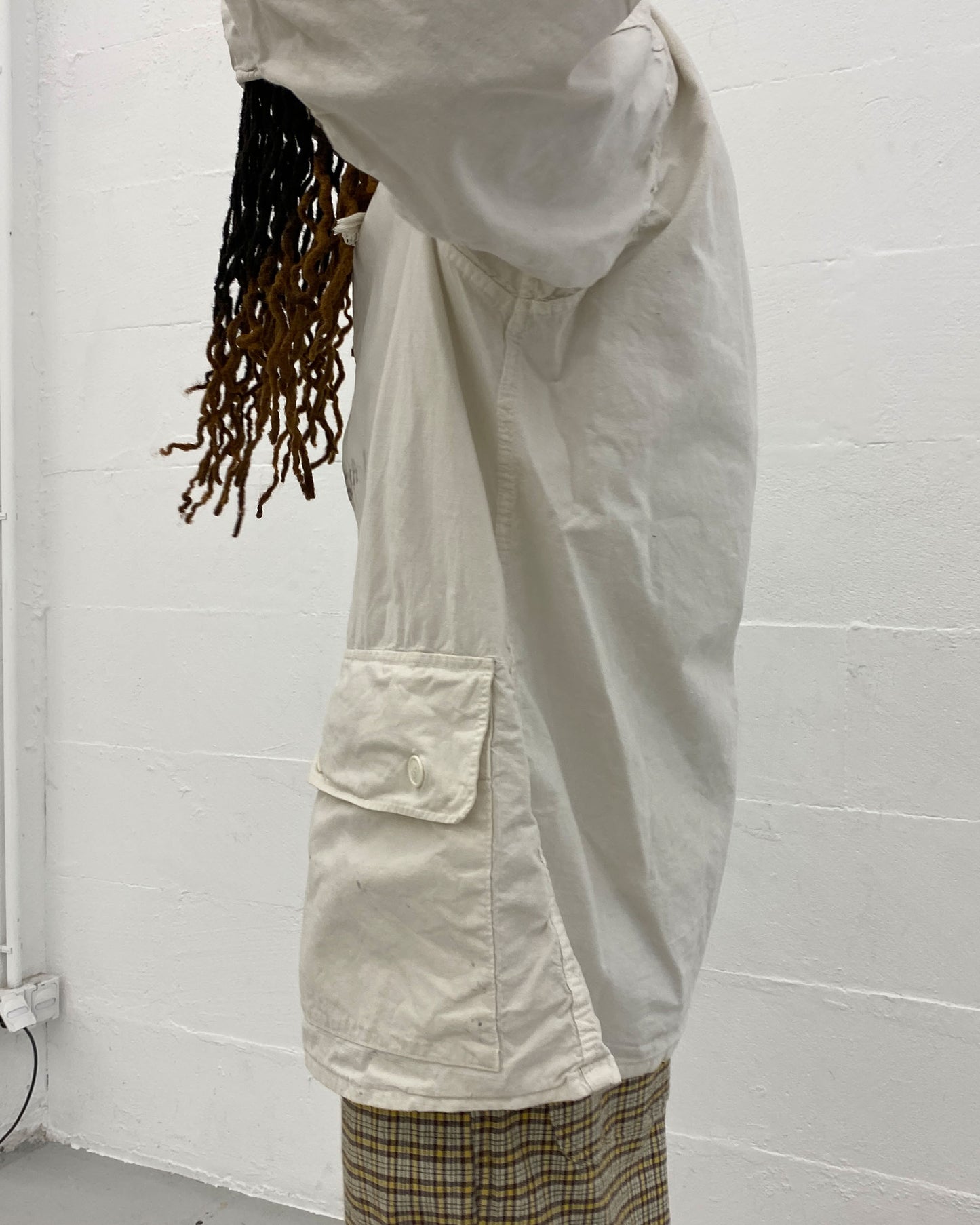 Vintage 1970s Swedish Military Overcoat Jacket White