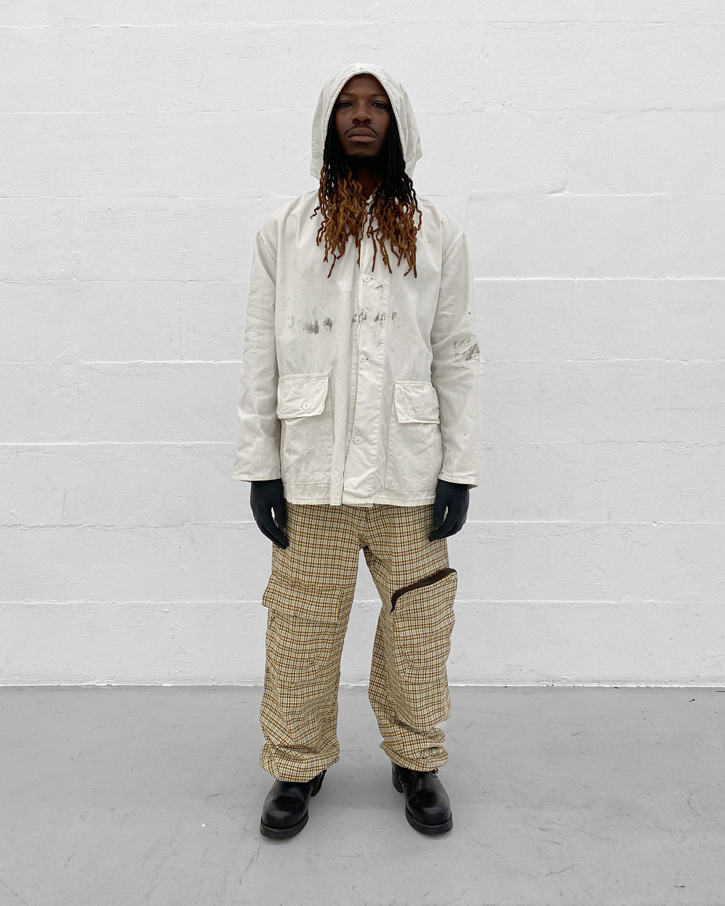 Vintage 1970s Swedish Military Overcoat Jacket White