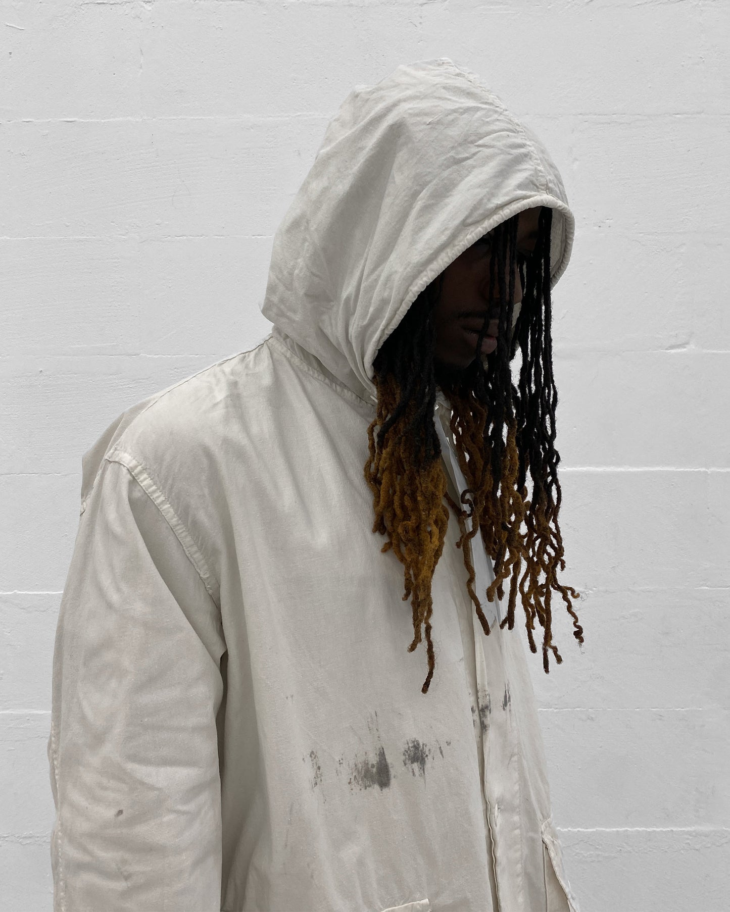 Vintage 1970s Swedish Military Overcoat Jacket White