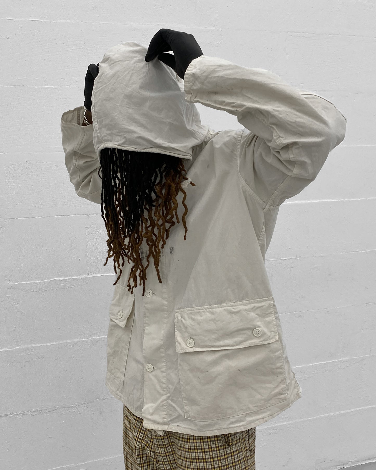 Vintage 1970s Swedish Military Overcoat Jacket White